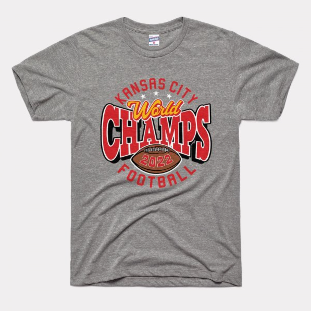 Charlie Hustle Men's Kansas City Chiefs World Champions T-Shirt, Small, Red