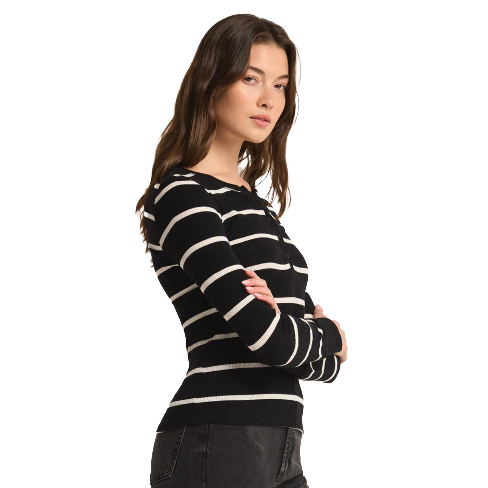 ZSupply - Scarlett Rib Henley - Black