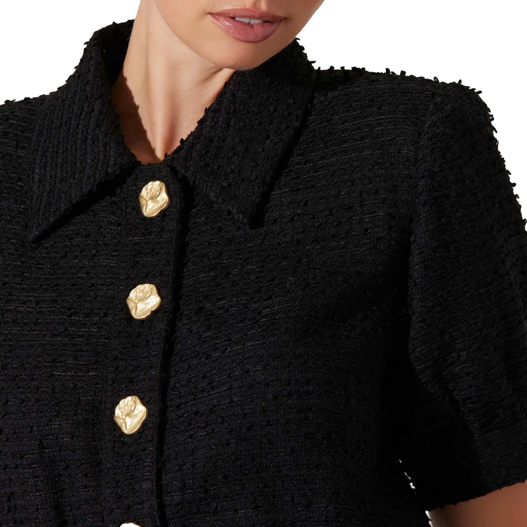 ASTR - Bronwyn Puff Sleeve Tweed Jacket - Black