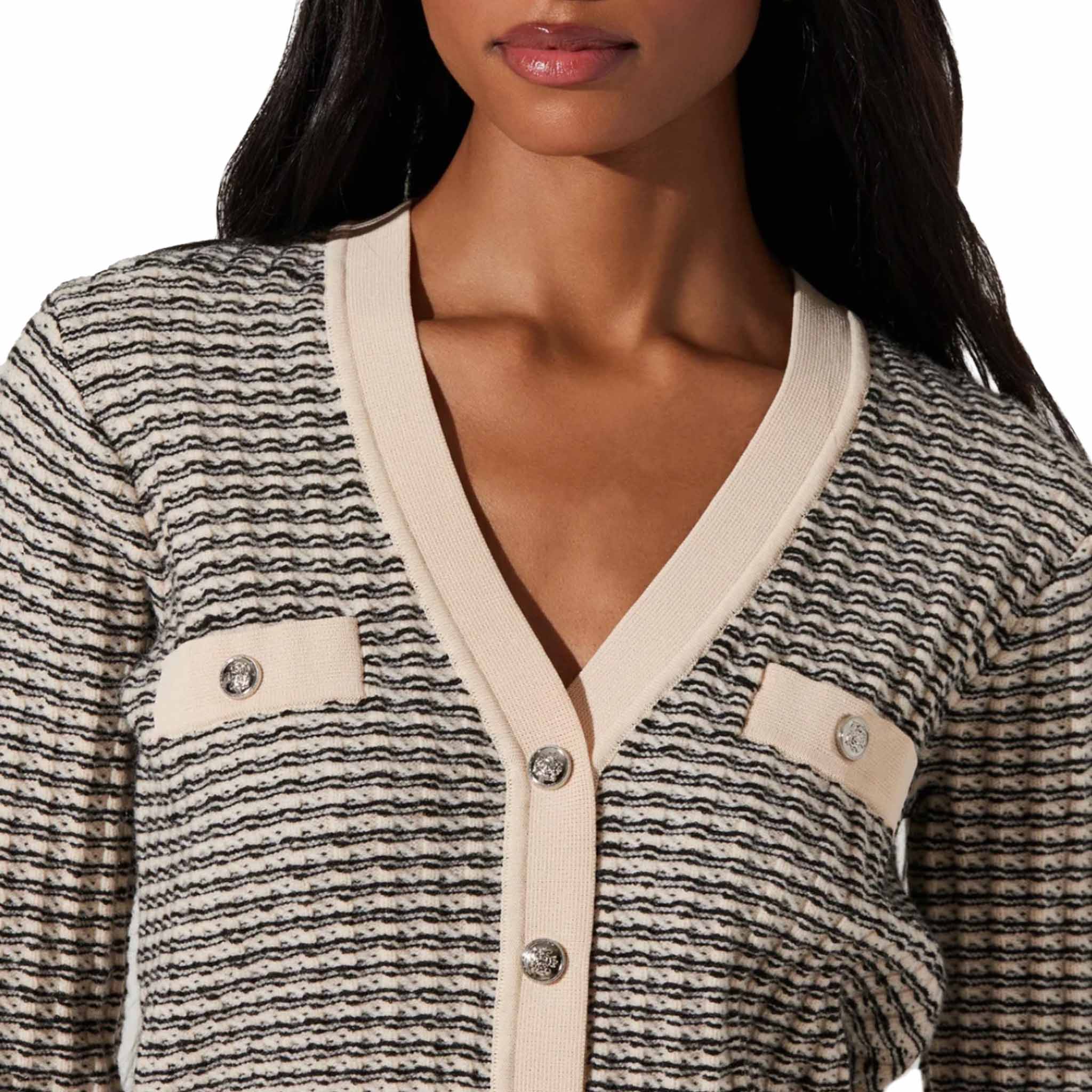 ASTR - Ellory Cardigan - Black / Cream