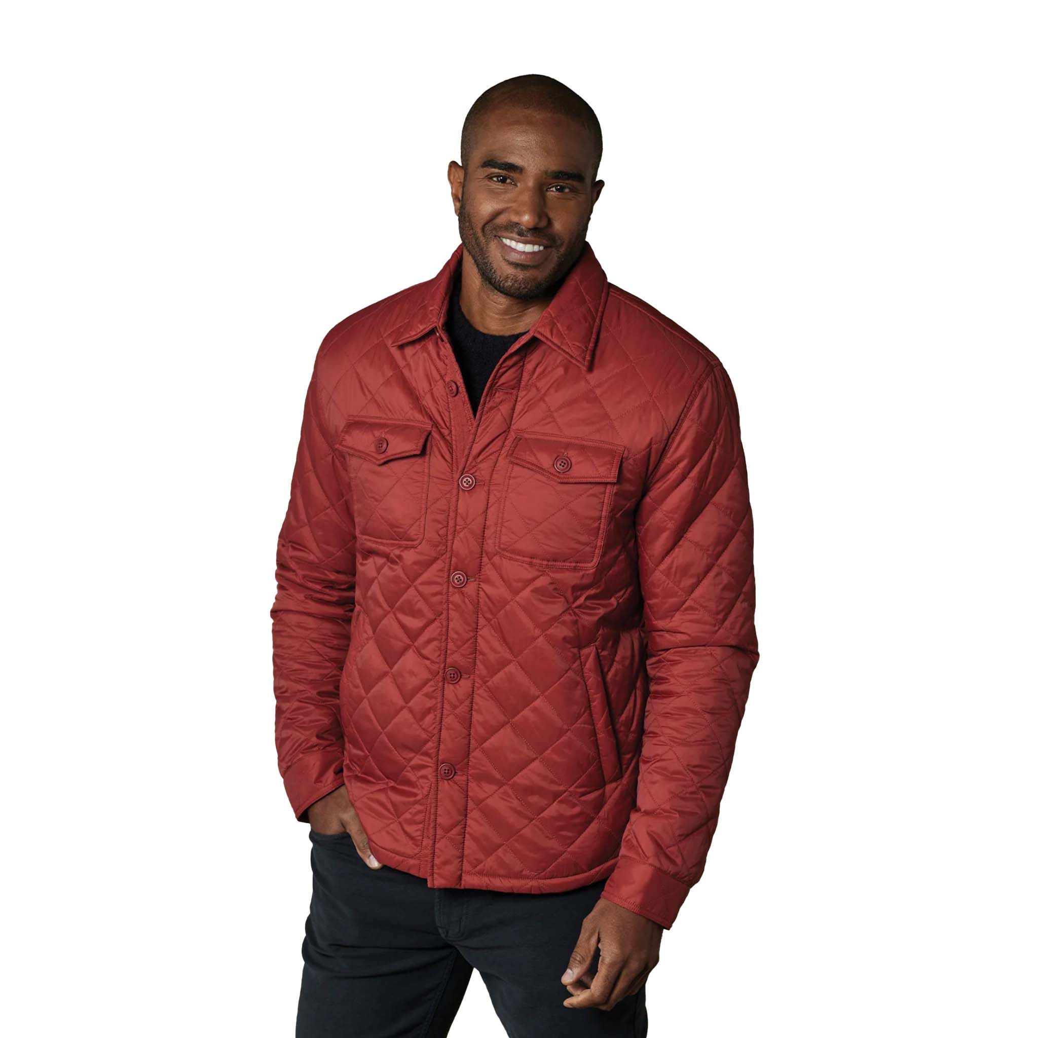 The Normal Brand - Quilted Sherpa Lined Shacket - Scarlet