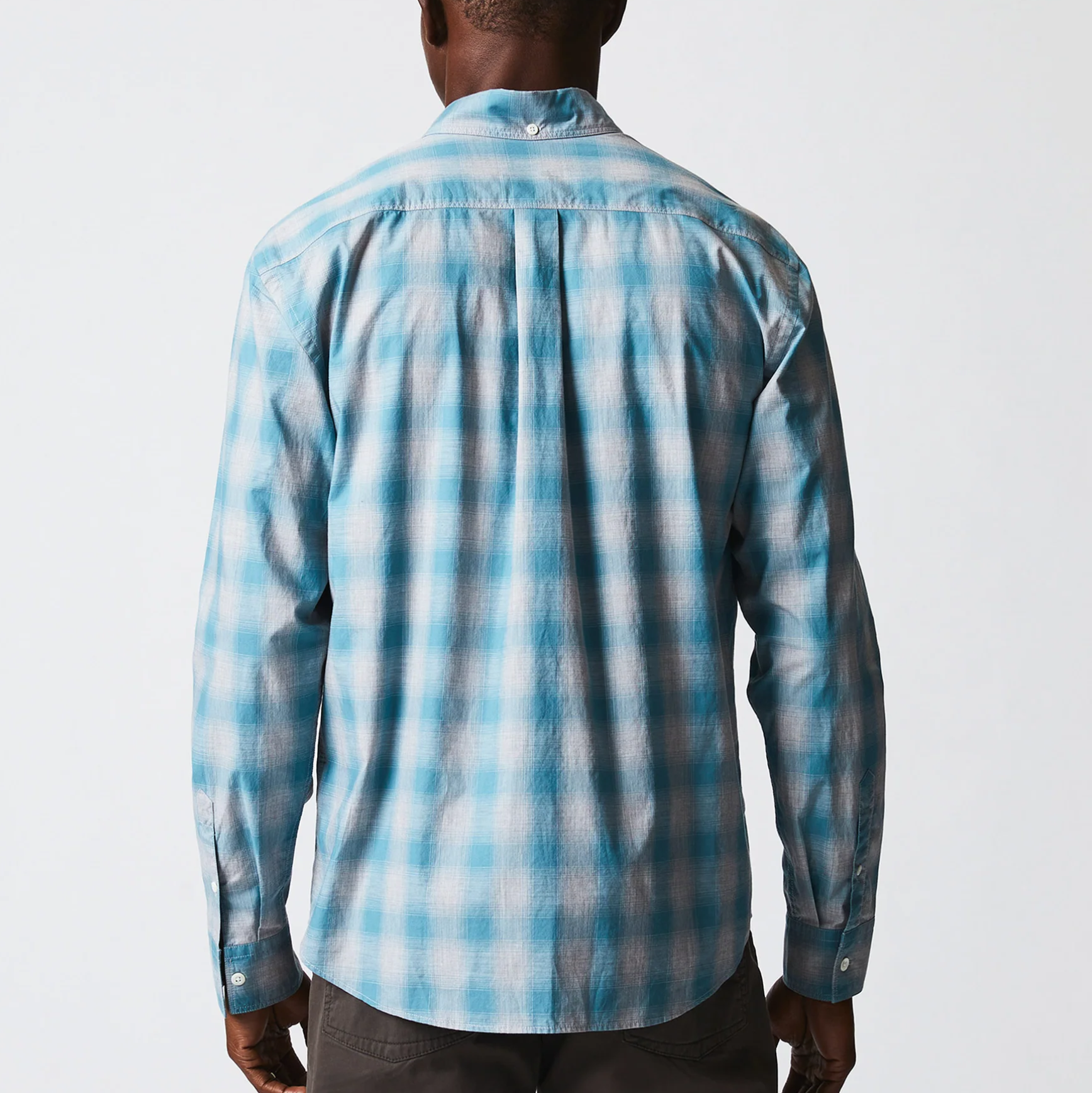 Billy Reid Melange Shadow Plaid Tuscumbia Shirt Grey Smoke Blue