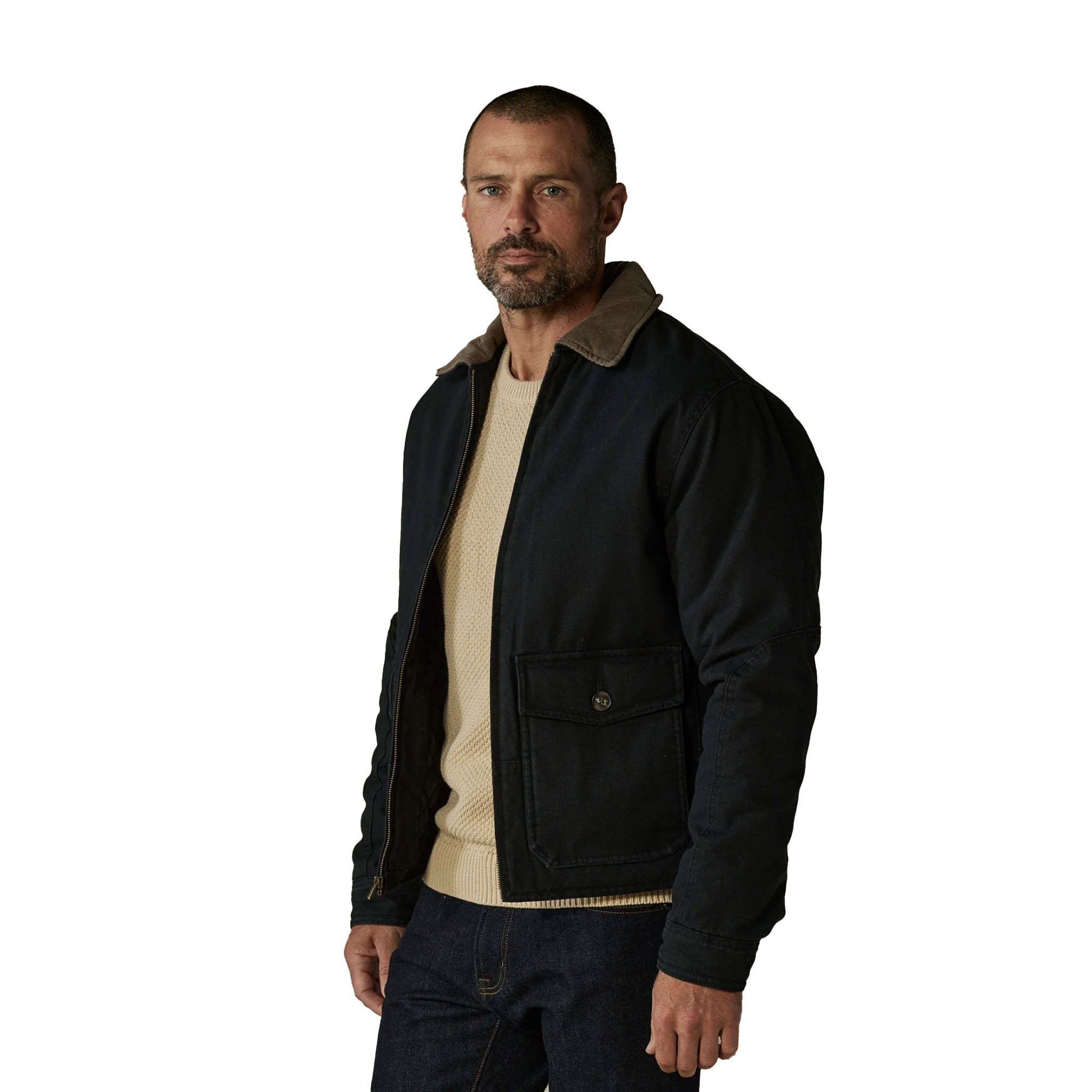 The Normal Brand - Canvas Zip Front Jacket - Black