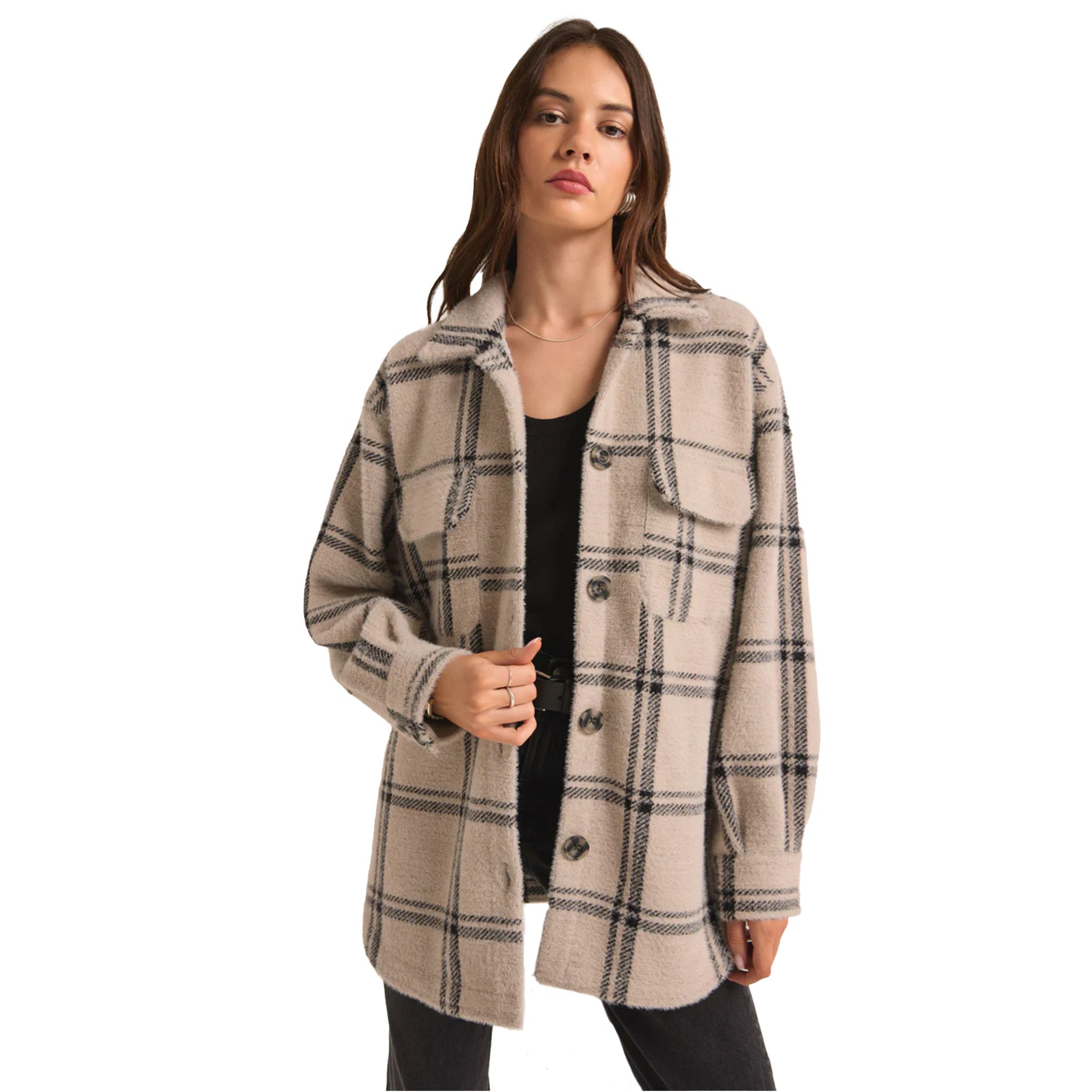 ZSupply - Plaid Trucker Shirt Jacket - Crystal Grey