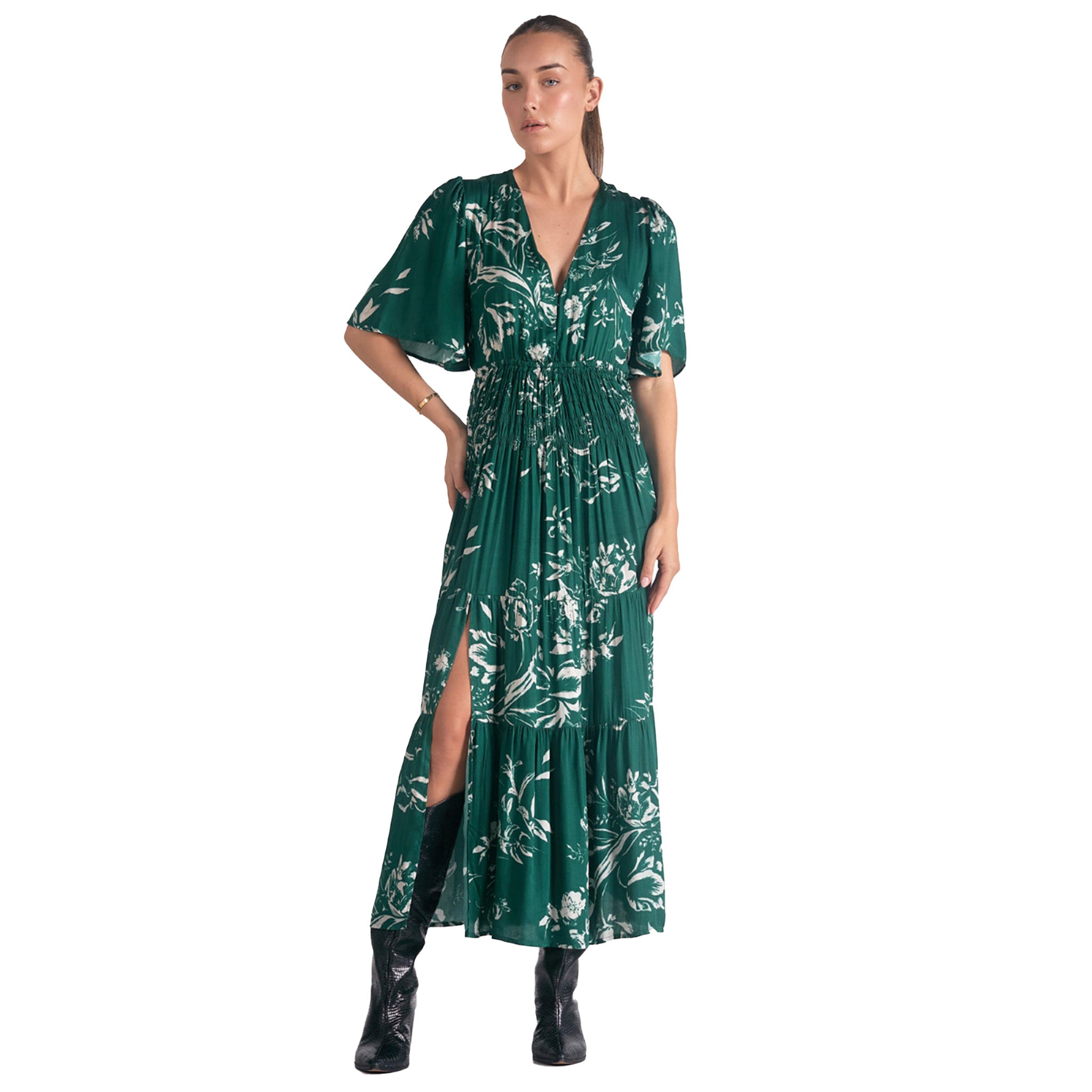 Elan - Maxi Dress With Slit - Jade Toulouse