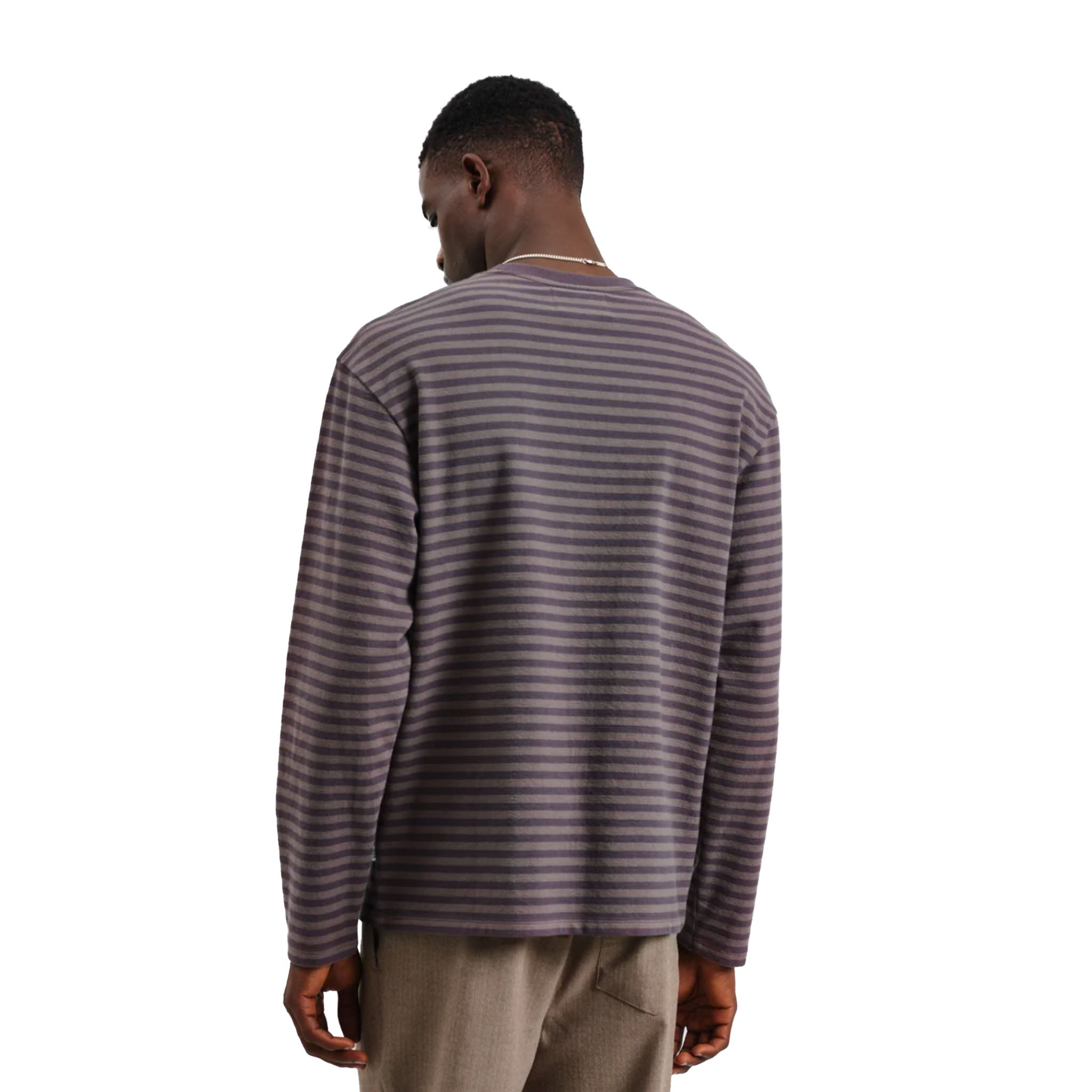 Wax London - Peak L/S Jolt Texture Stripe T-Shirt - Charcoal