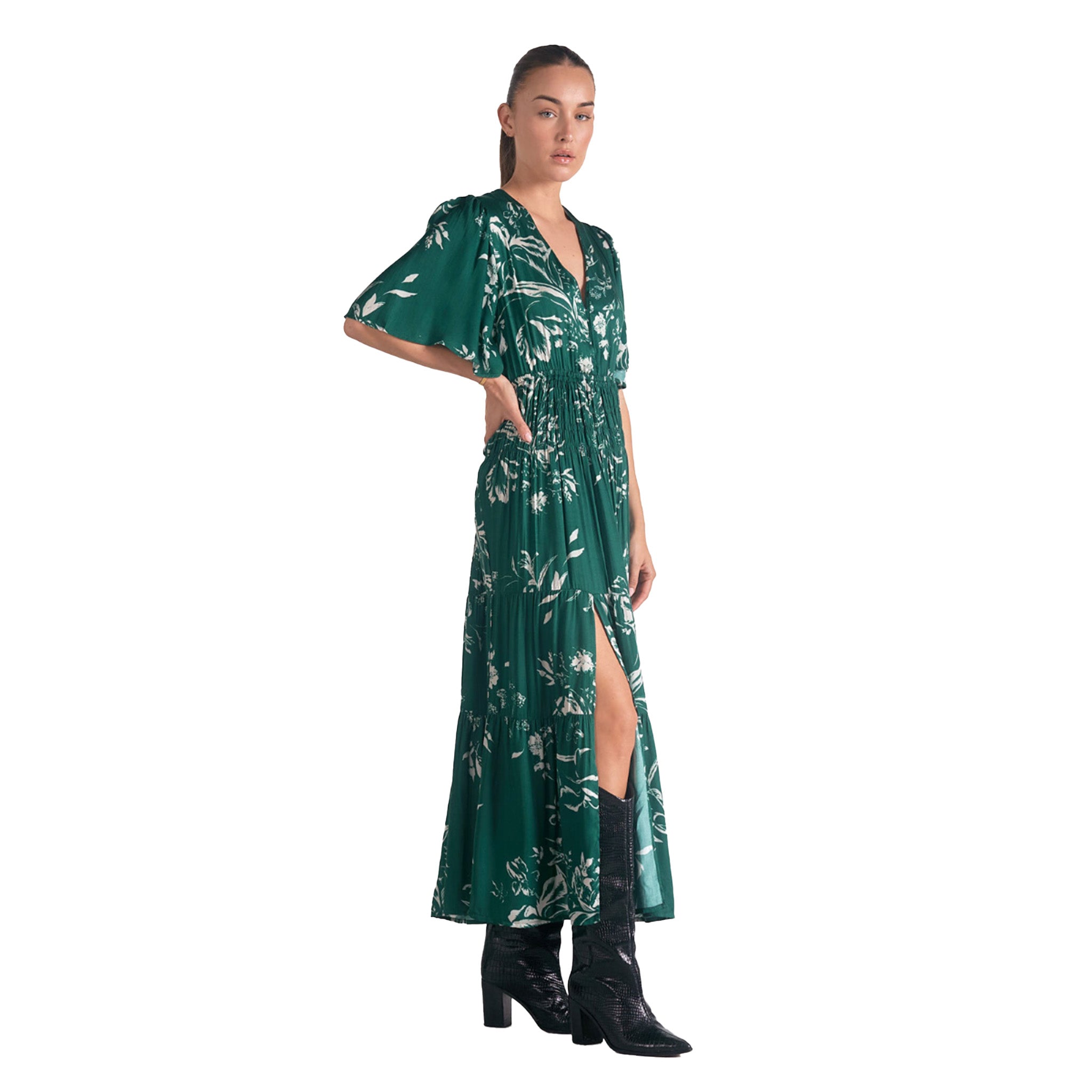 Elan - Maxi Dress With Slit - Jade Toulouse