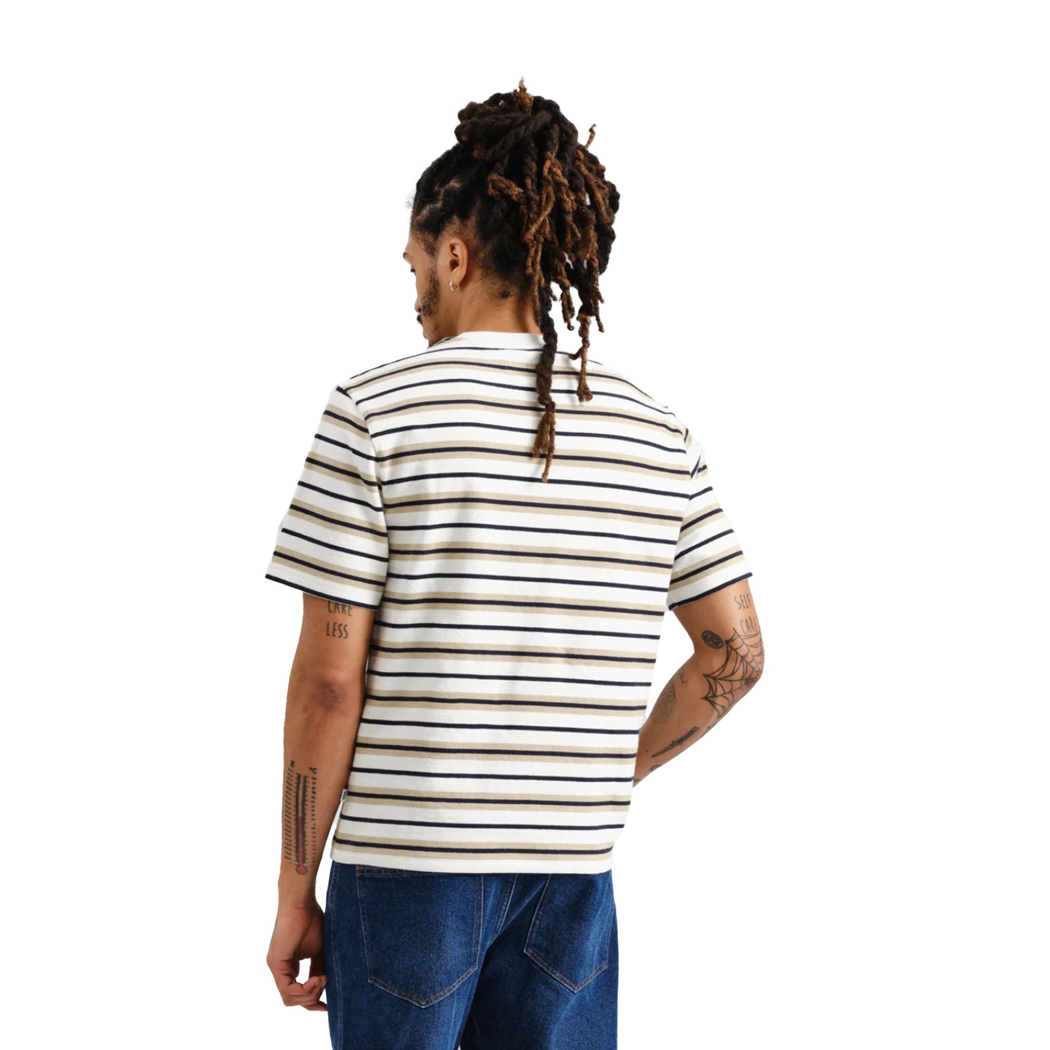 Wax London - Dean Hay Stripe Tee - Ecru / Sand