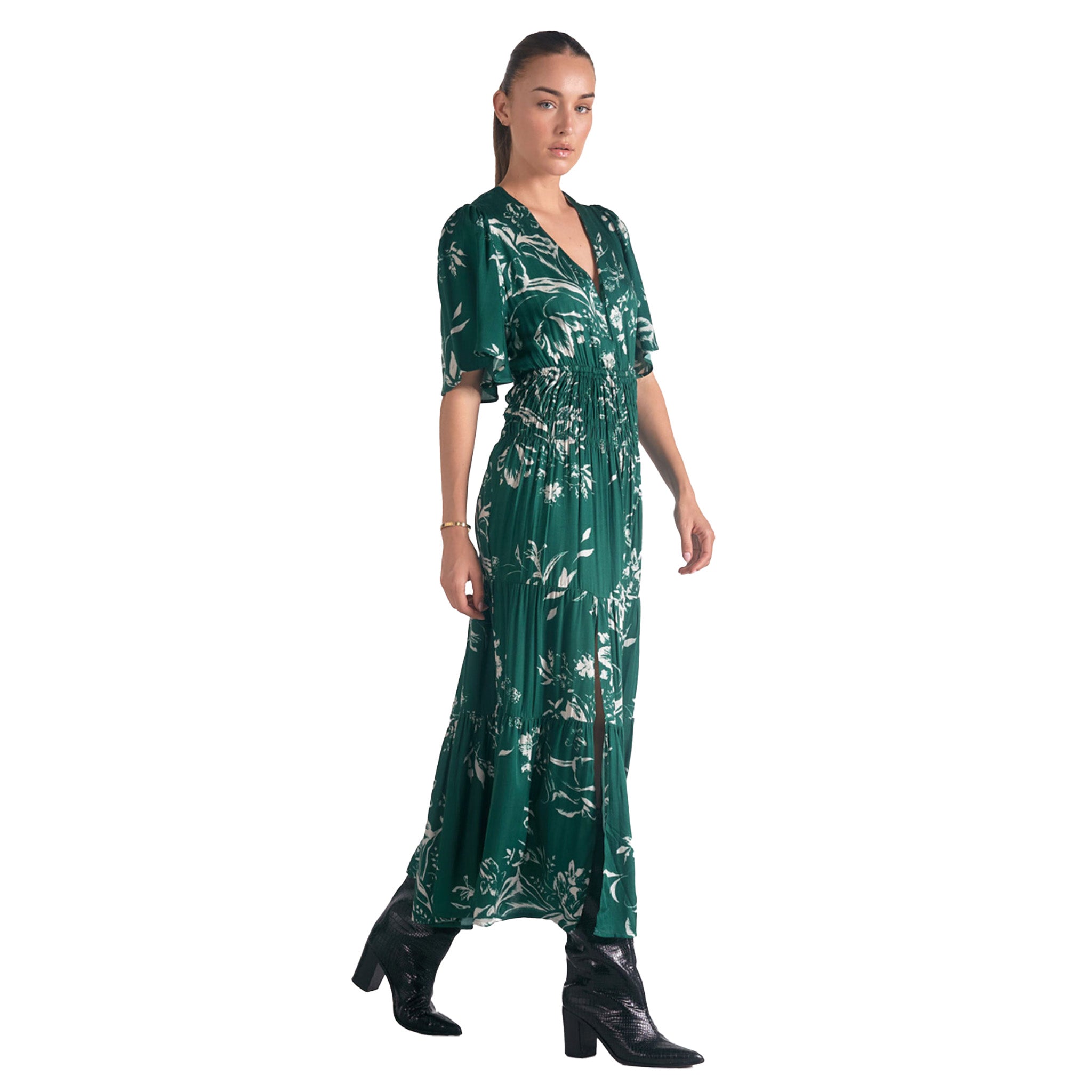 Elan - Maxi Dress With Slit - Jade Toulouse