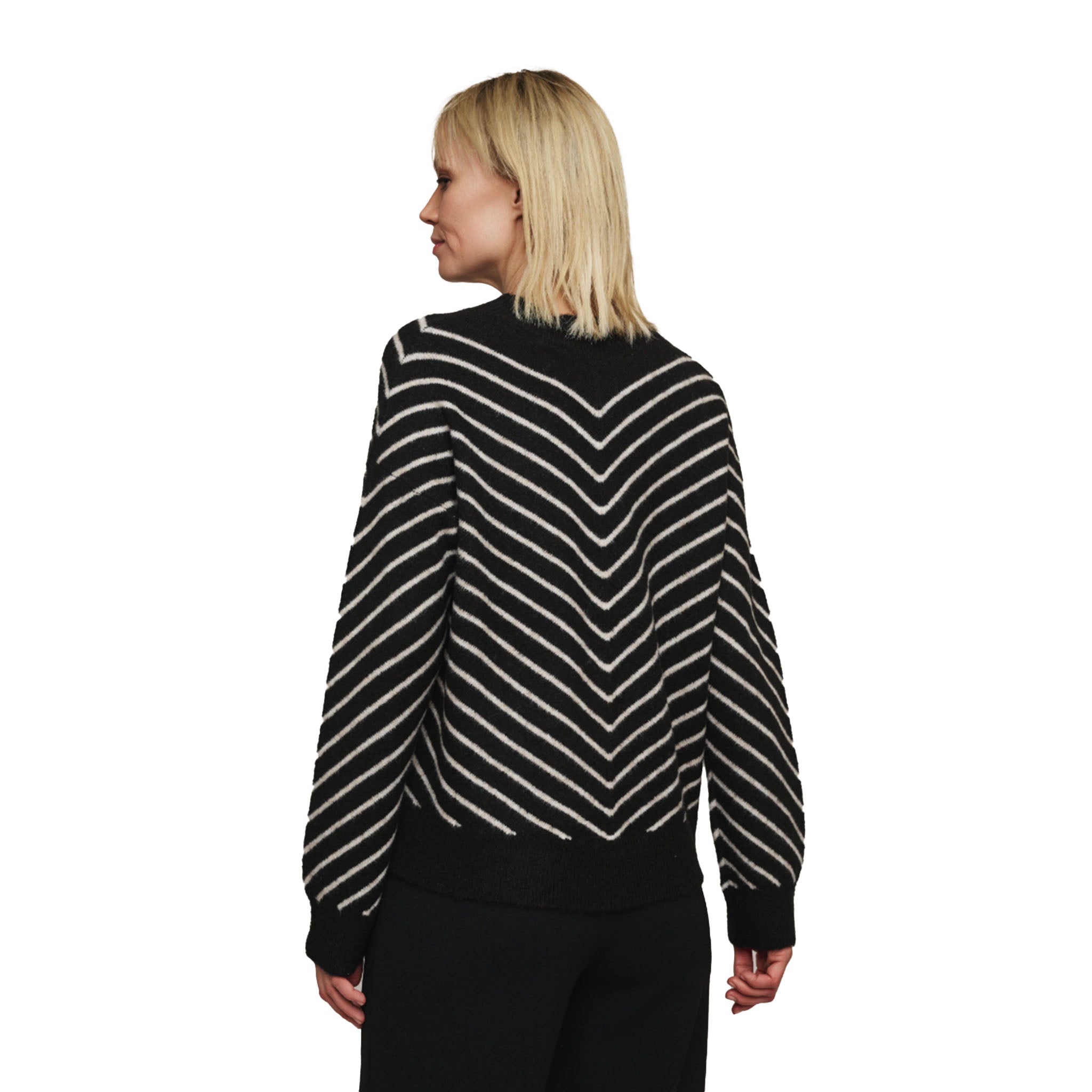 Rino & Pelle - Annelie Mock Neck Striped Sweater - Black / Birch