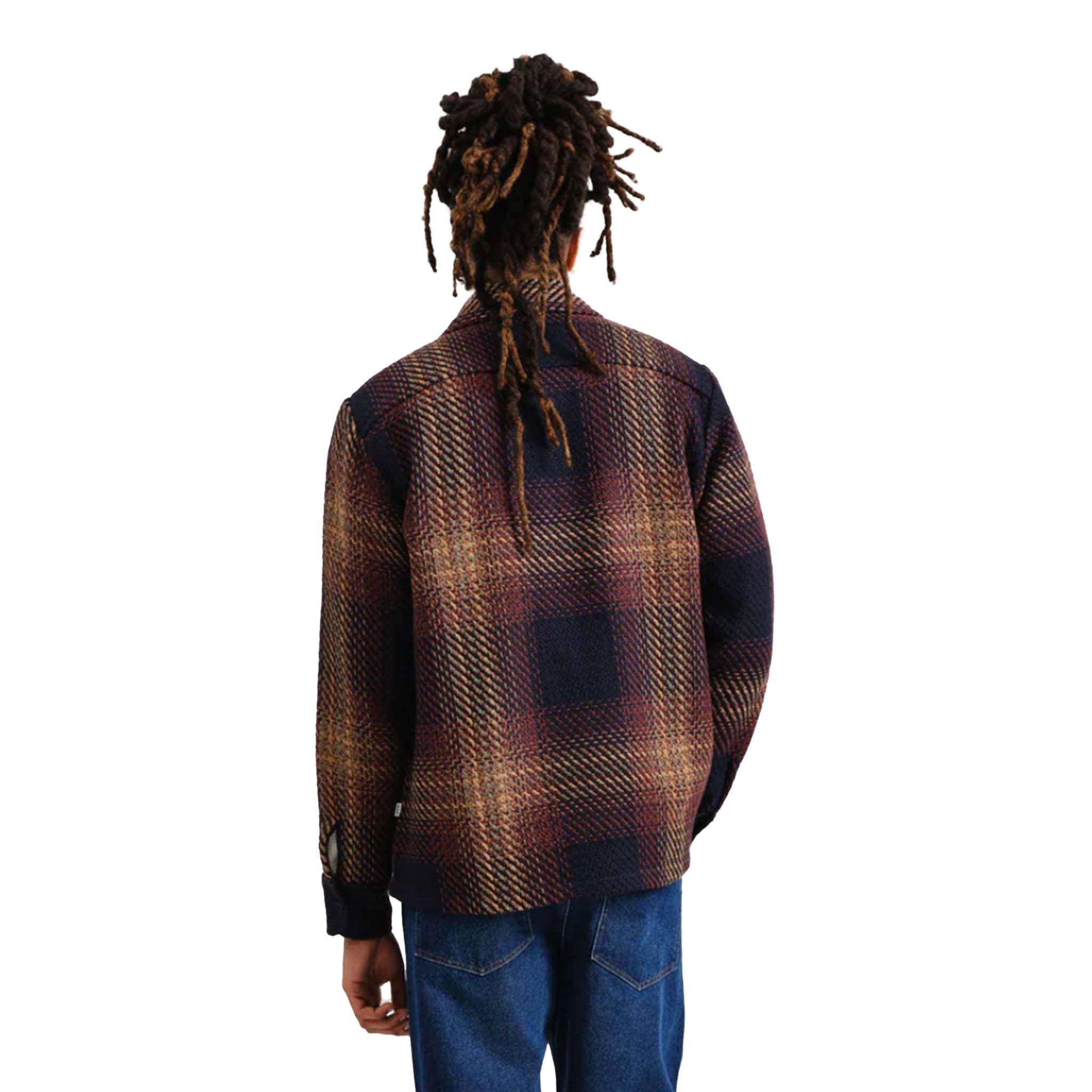 Wax London - Whiting Ombre Giant Windowpane Overshirt - Navy / Caramel