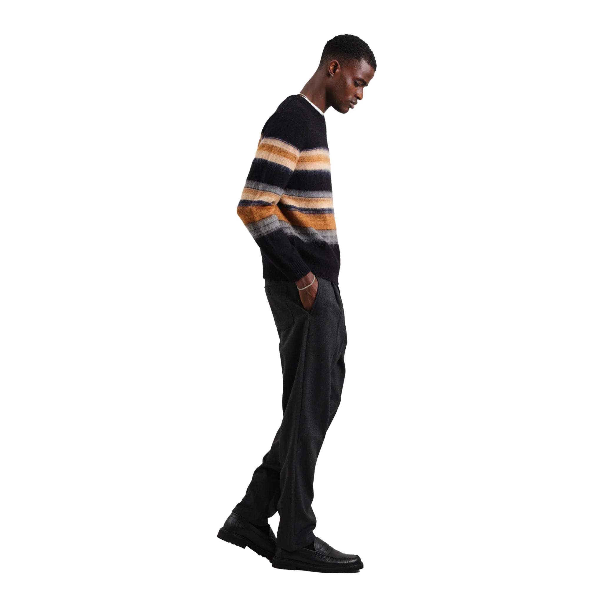 Wax London - Wilde Brush Stripe Crew Sweater - Black Multi