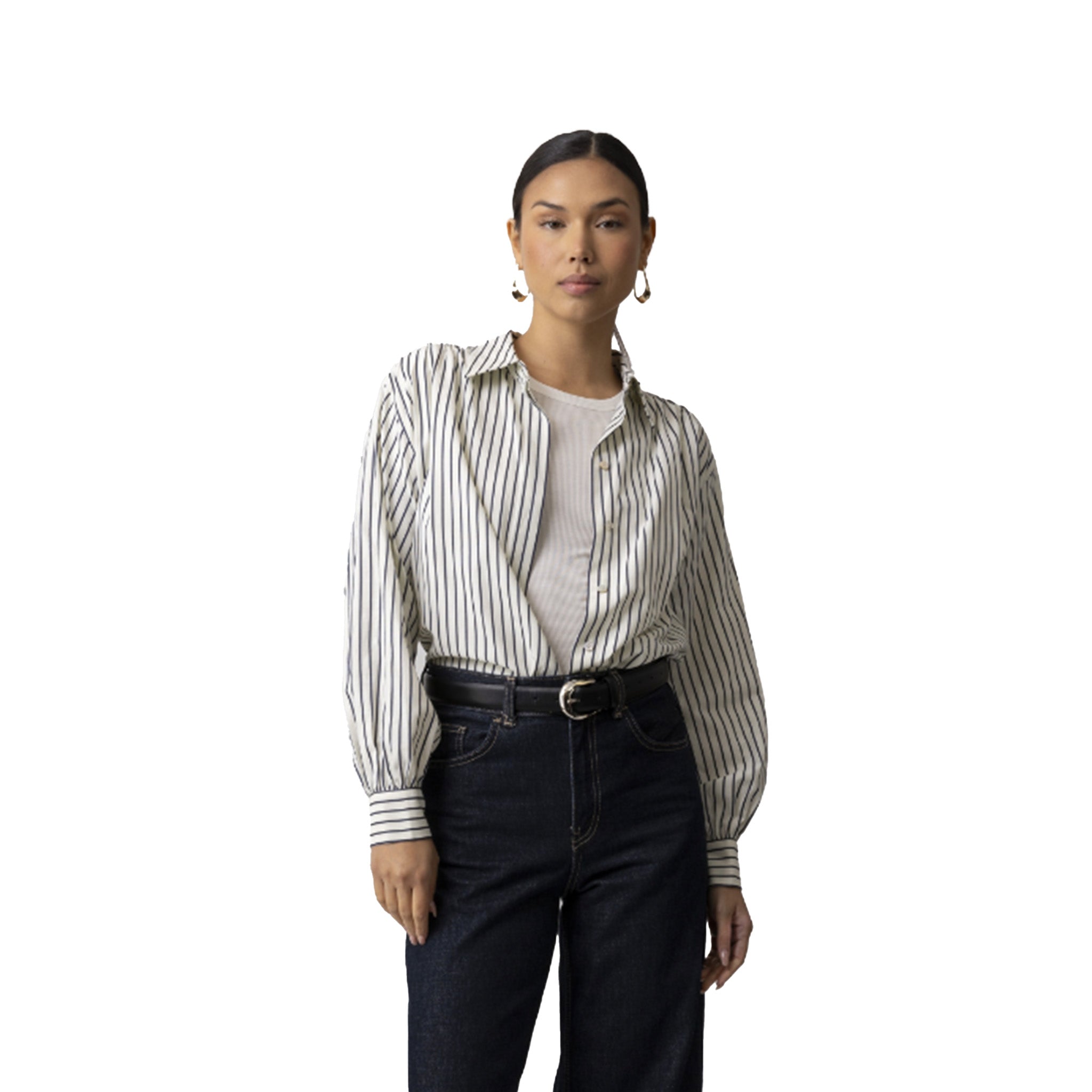 Line & Dot - Morse Button Down Shirt - Ivory / Navy