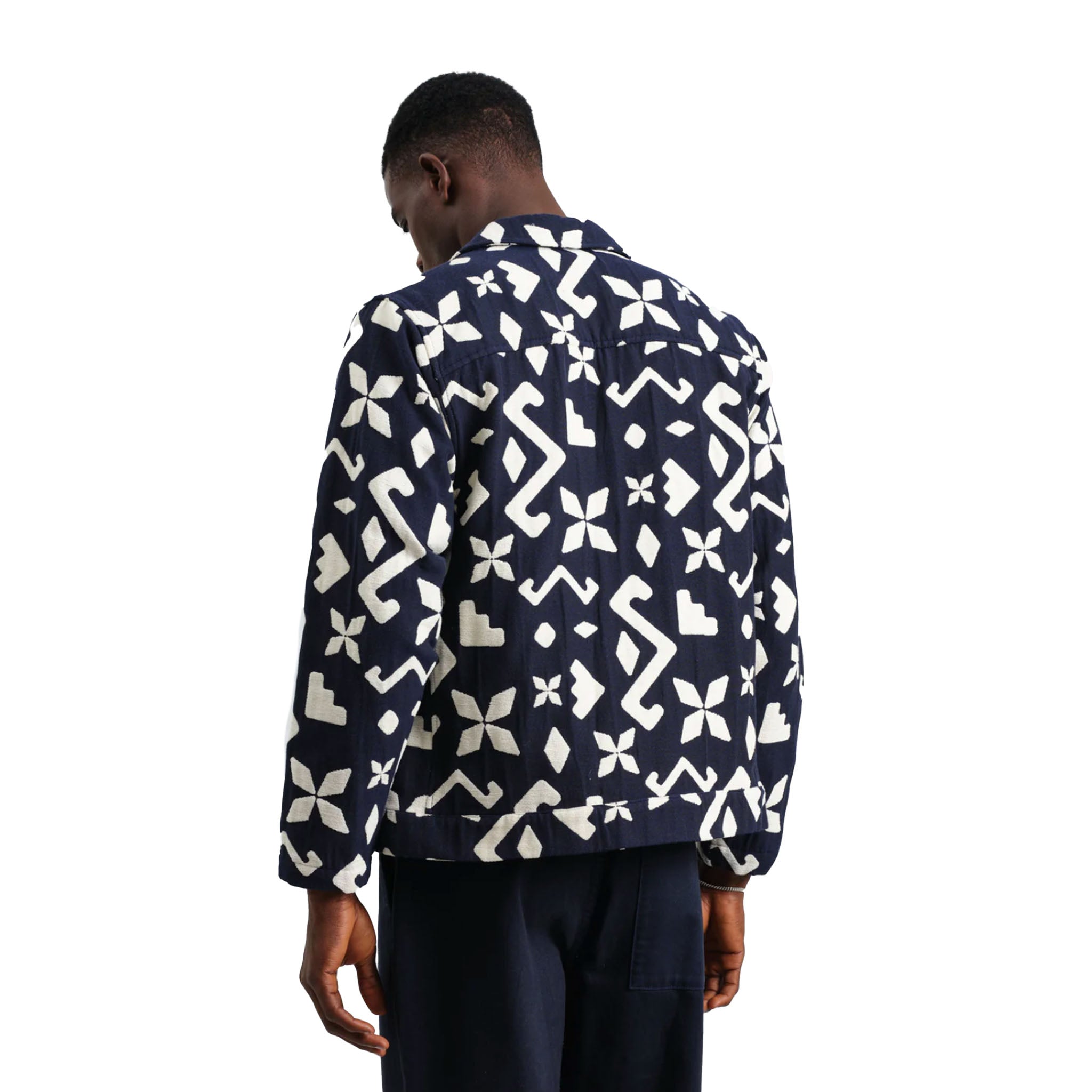 Wax London - Iggy Block Geo Chenille Jacket - Navy / Ecru