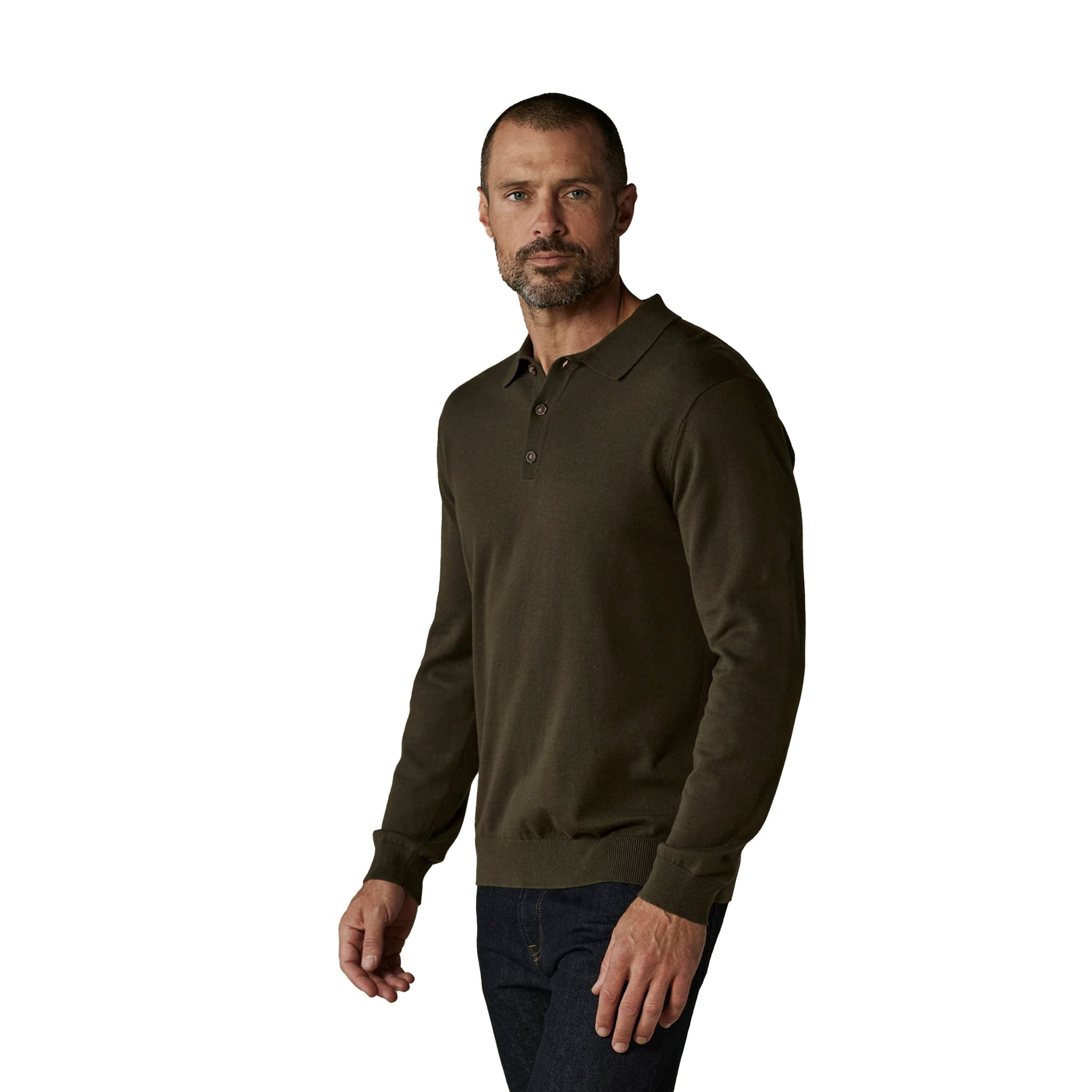 The Normal Brand - Robles Knit Long Sleeve Polo - Alpine