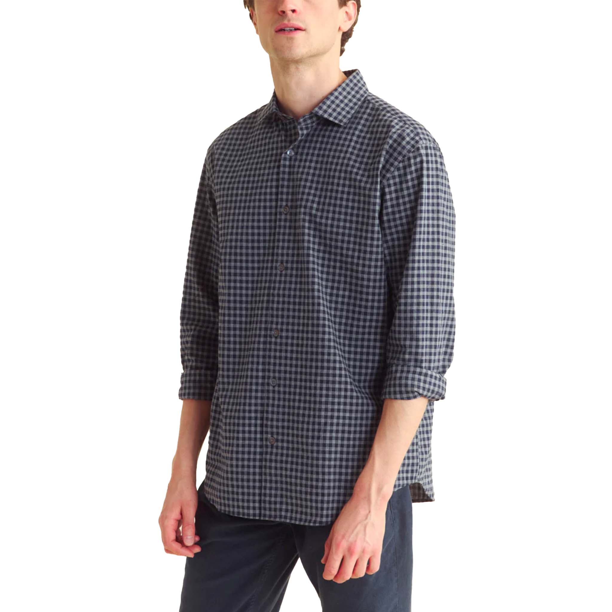 Billy Reid - Plaid Check Hutcheson Sport Shirt - Navy / Grey