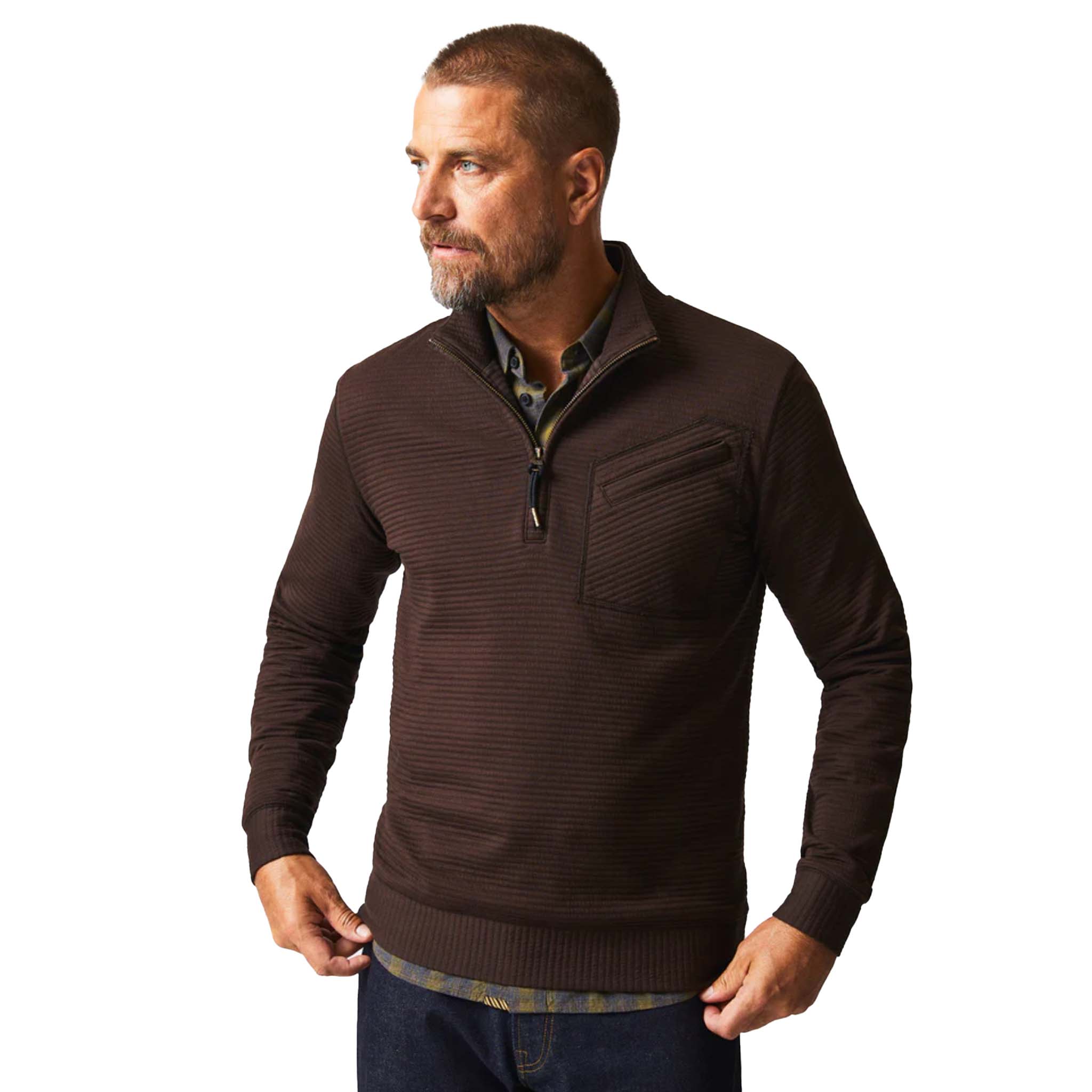 Billy Reid - Quilted Half Zip - Chocolate