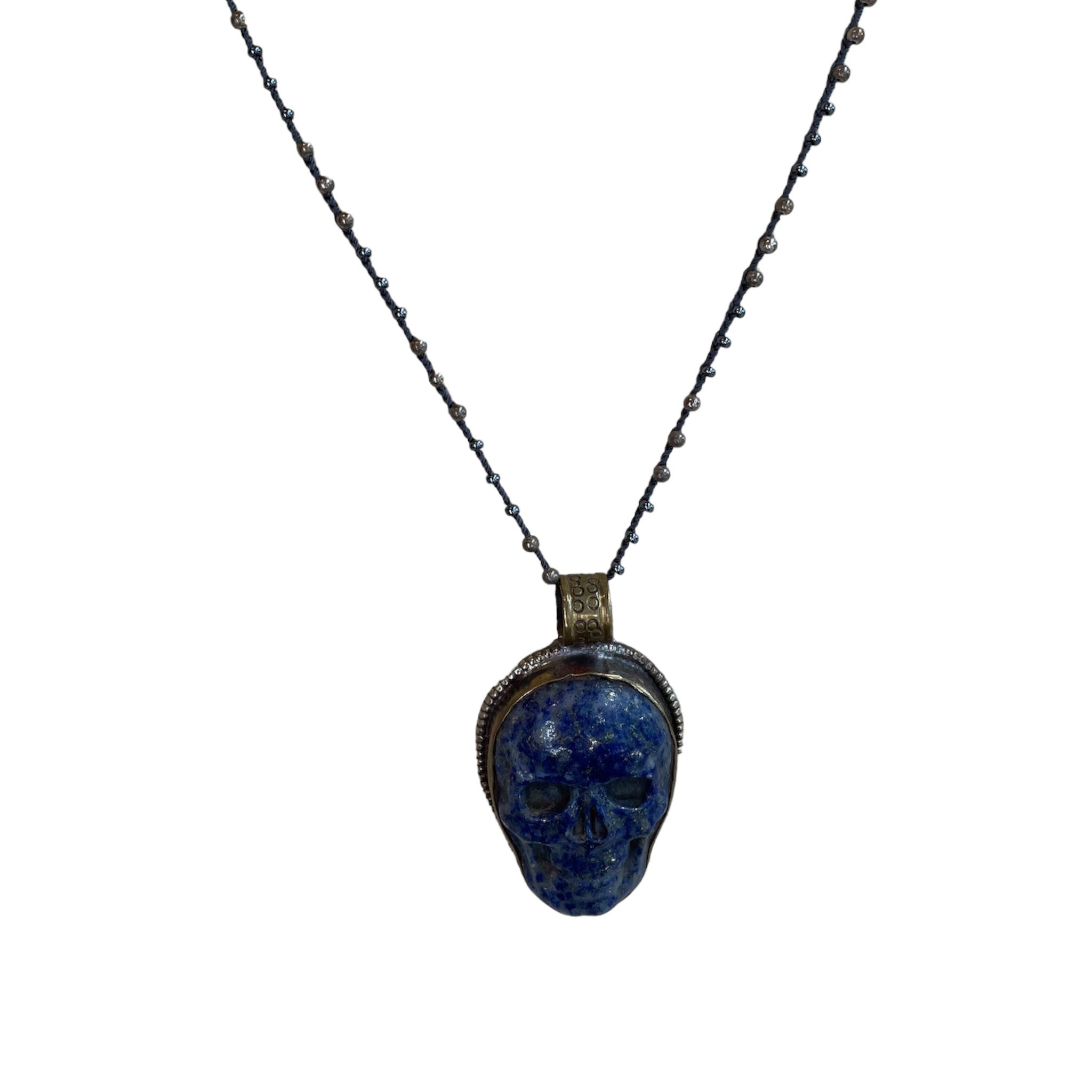 Native Gem - Hand Crochet Skull Necklace - Lapis