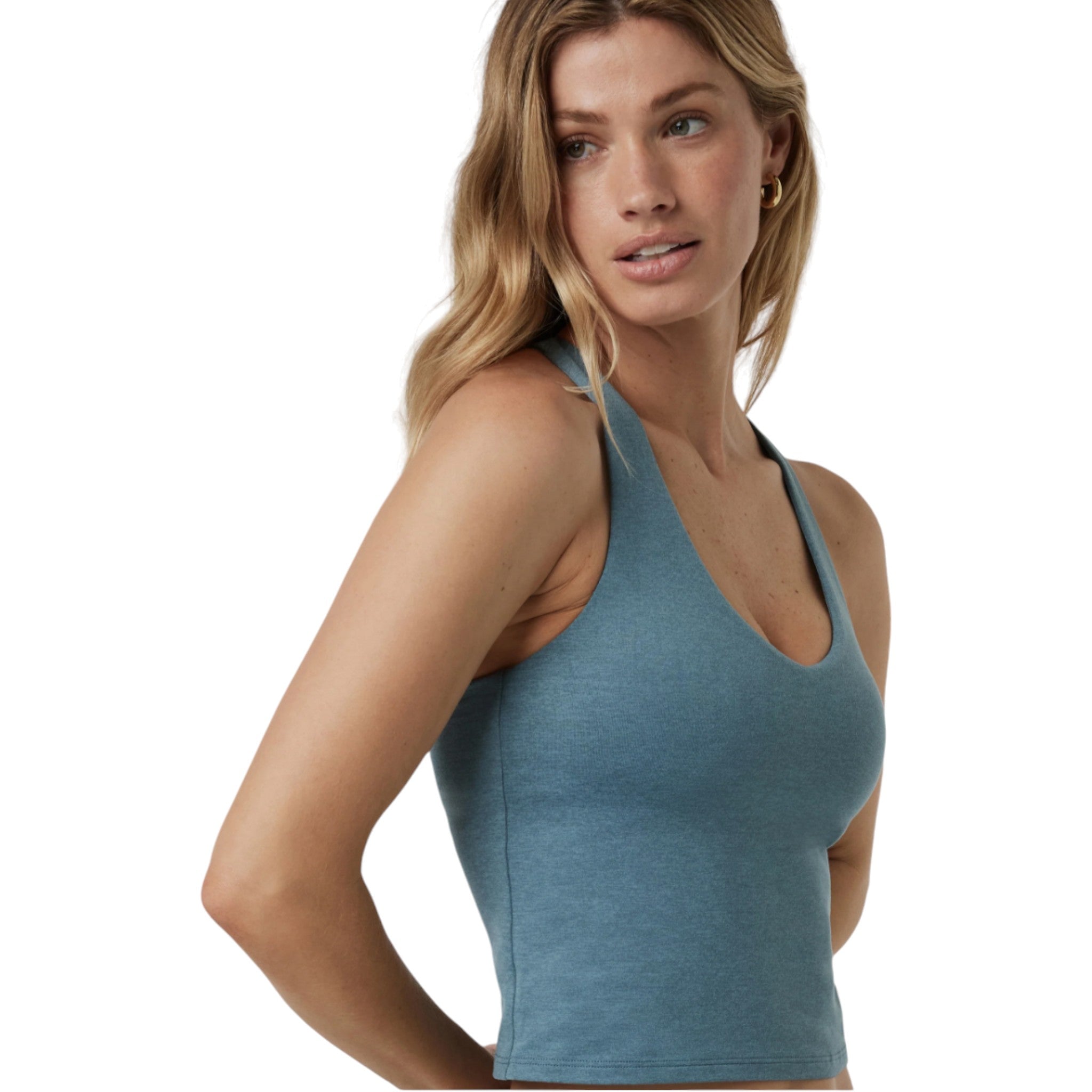 Vuori - Halo Performance Crop Tank 2.0 - Smoke Blue Heather