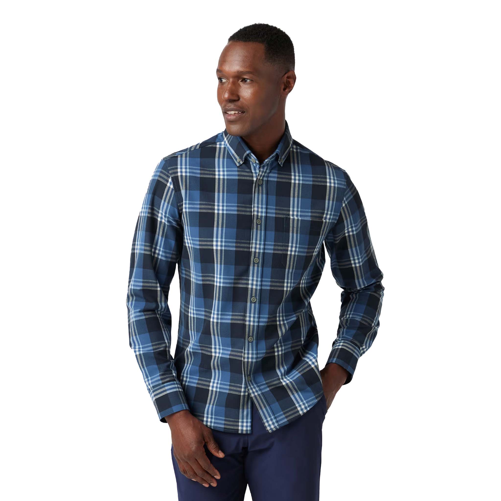 Mizzen + Main - City Flannel - Denim Blue William Plaid