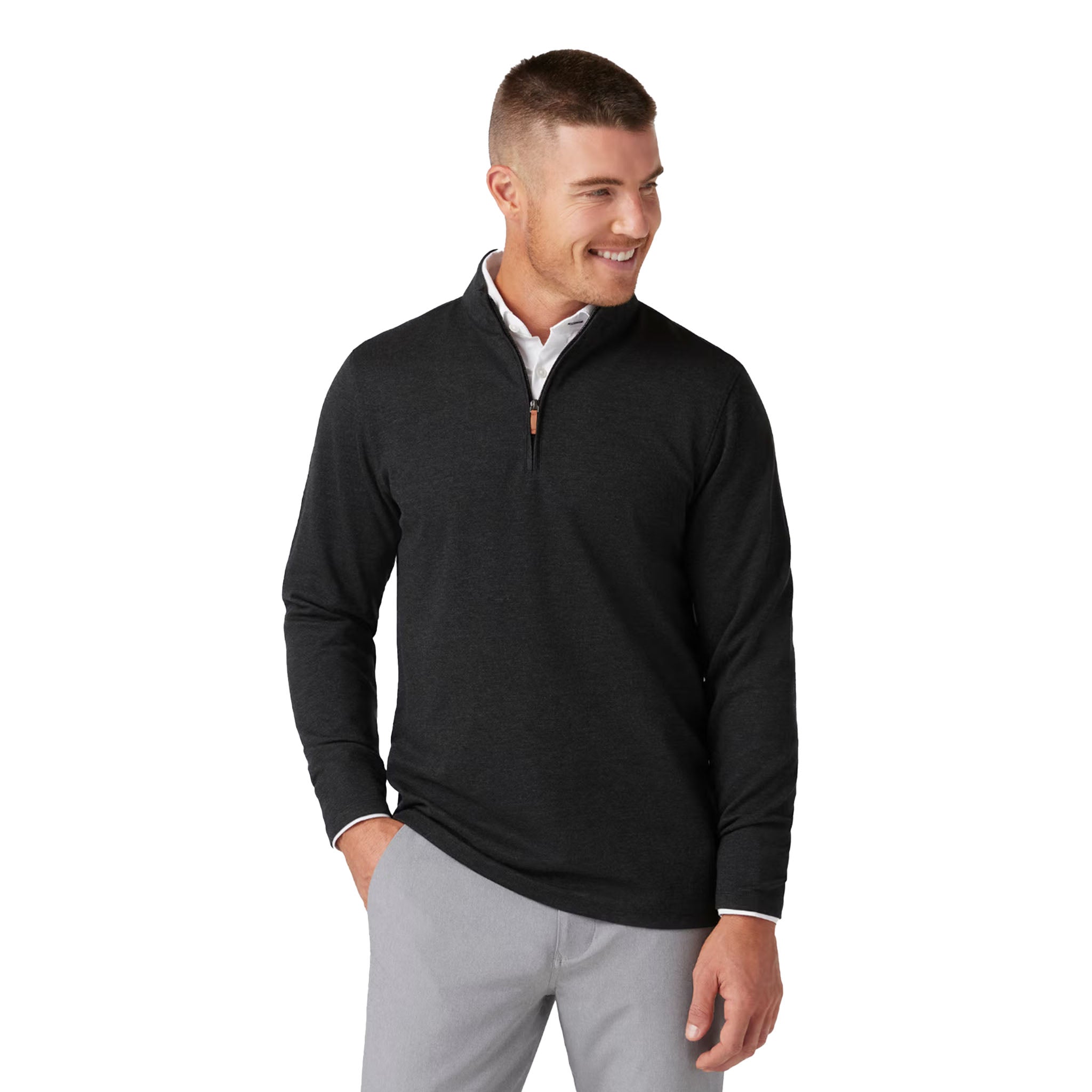 Mizzen + Main - KPI Quarter Zip - Black Heather