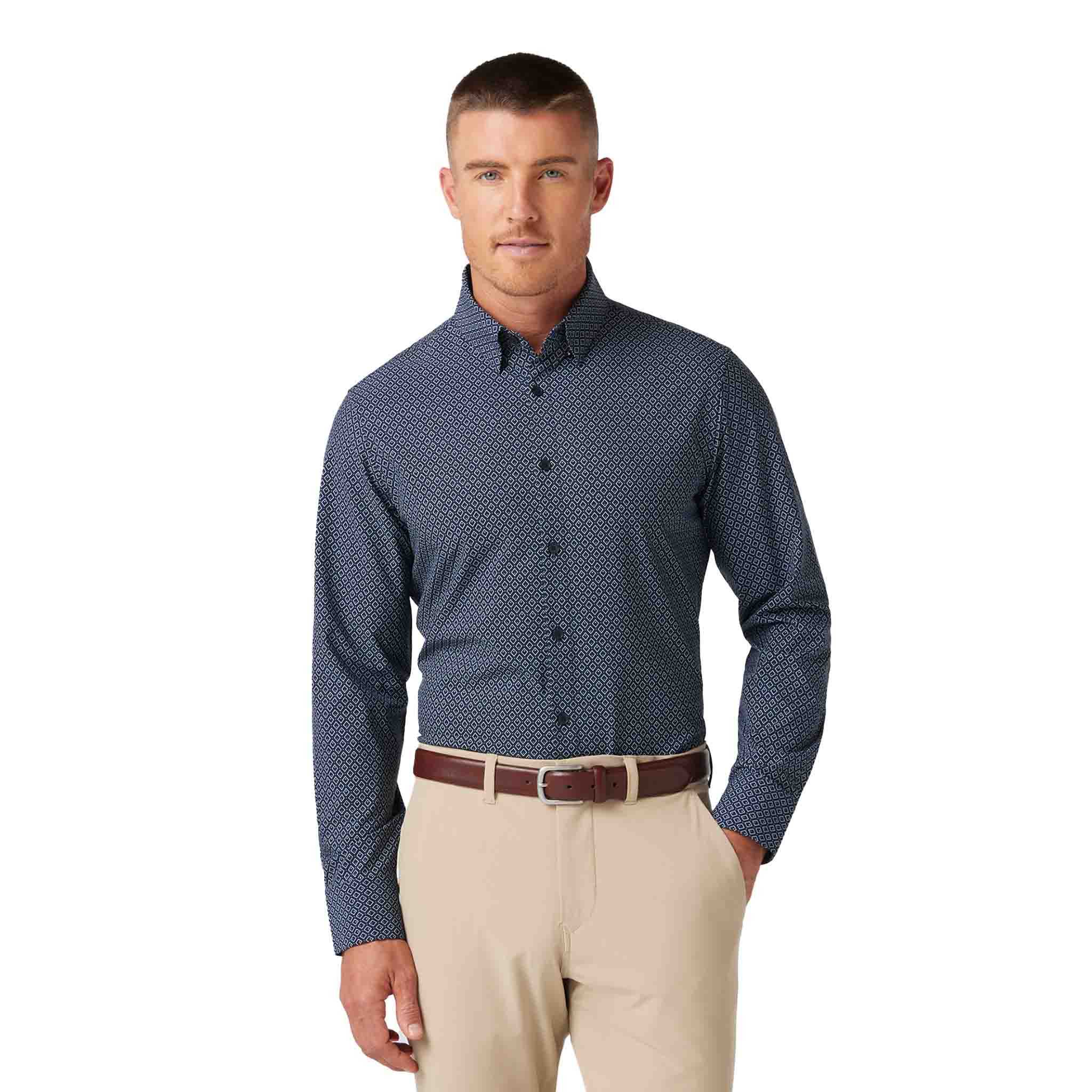 Mizzen + Main - Leeward Dress Shirt - Navy Diamond