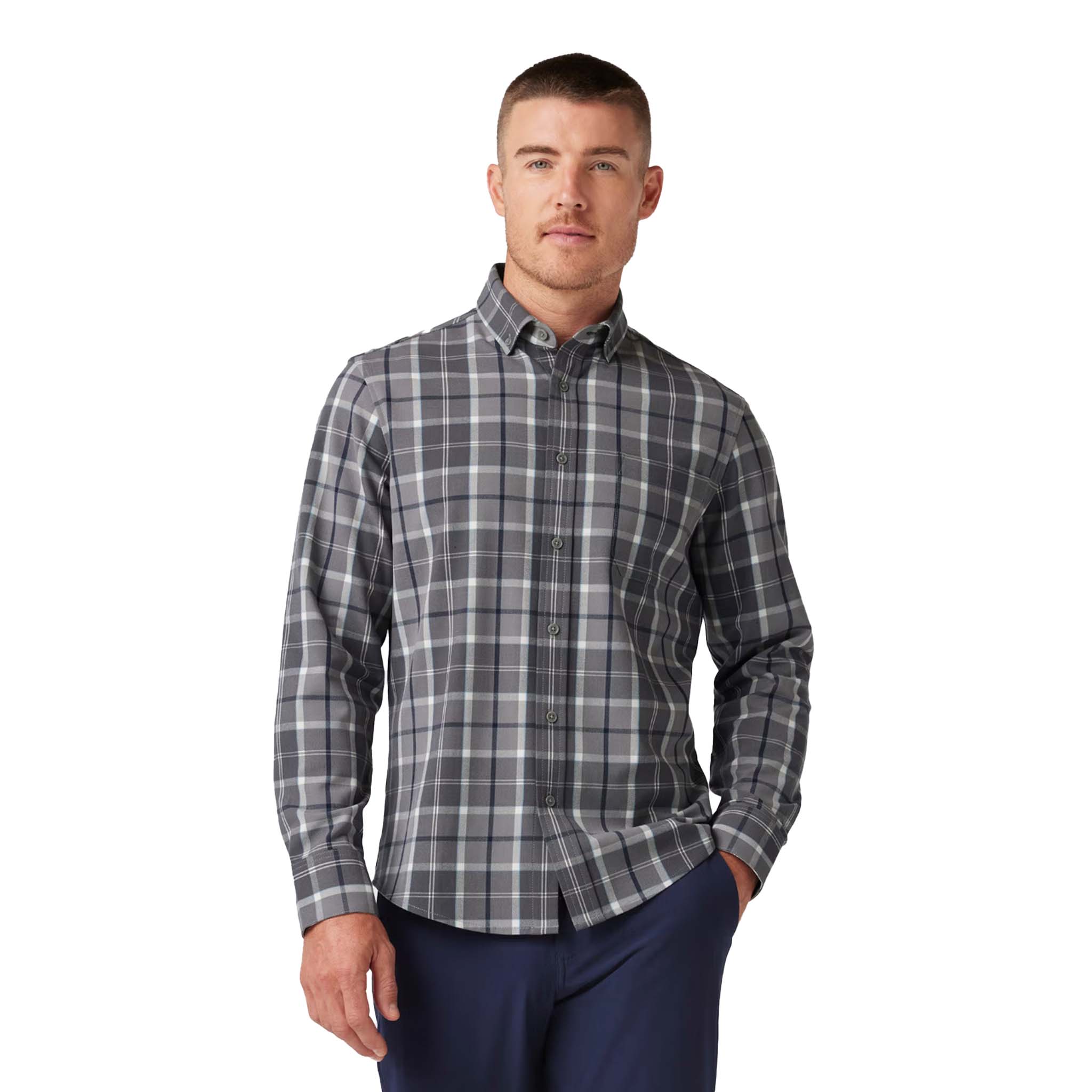 Mizzen + Main - City Flannel - Pewter Timothy Plaid