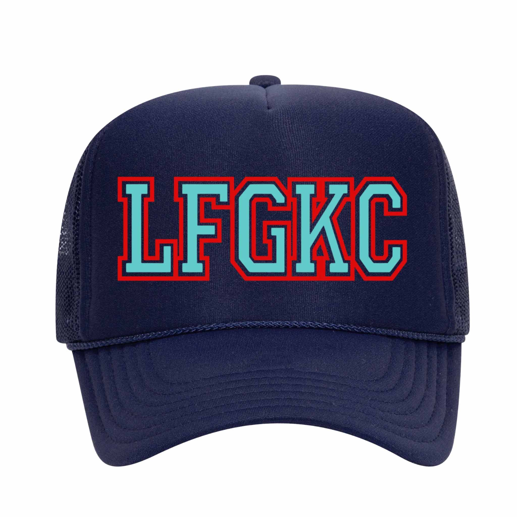 Rowdy Goods - LFGKC Trucker Hat - Navy / Teal / Red