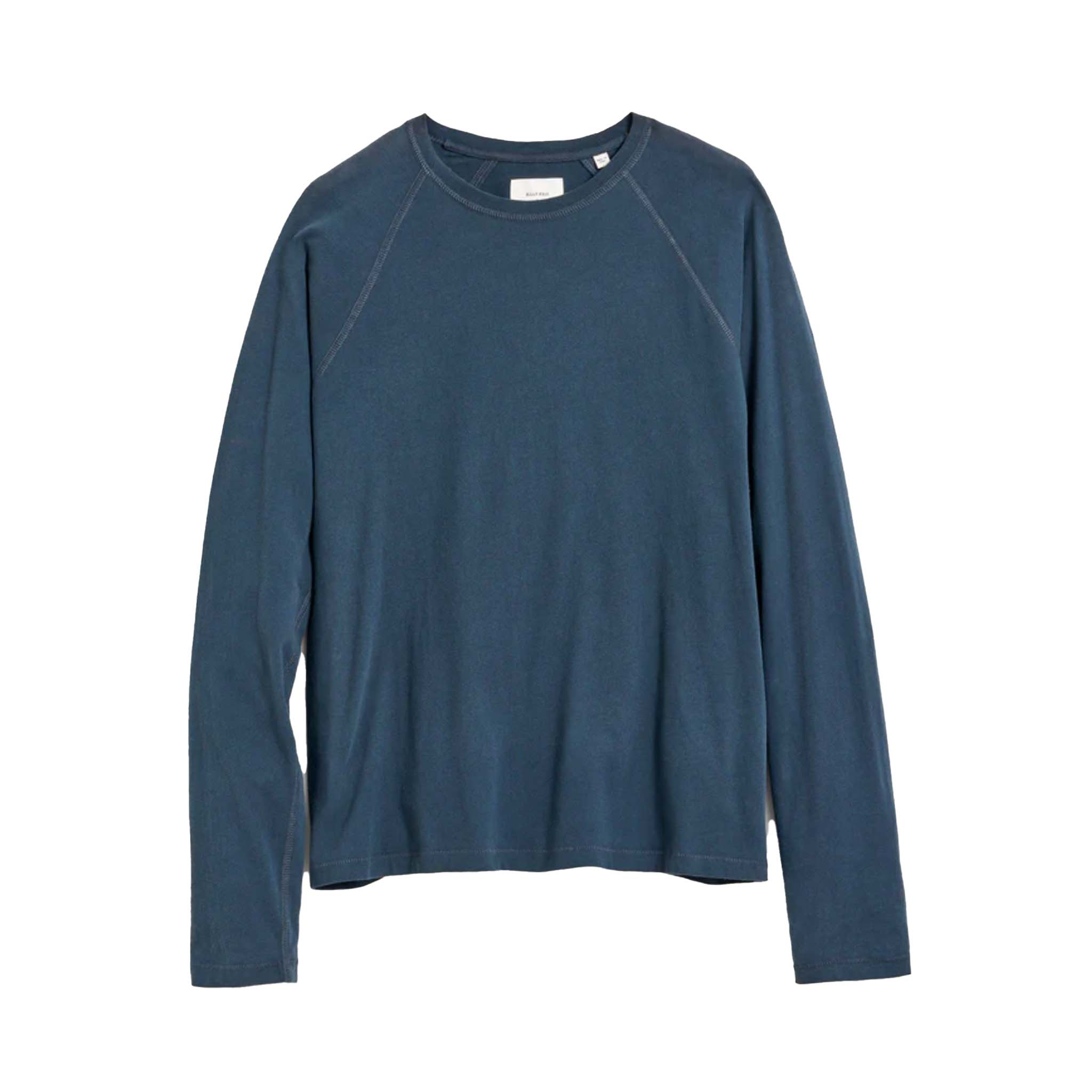 Billy Reid - Long Sleeve Sueded Cotton Crew - Carbon Blue