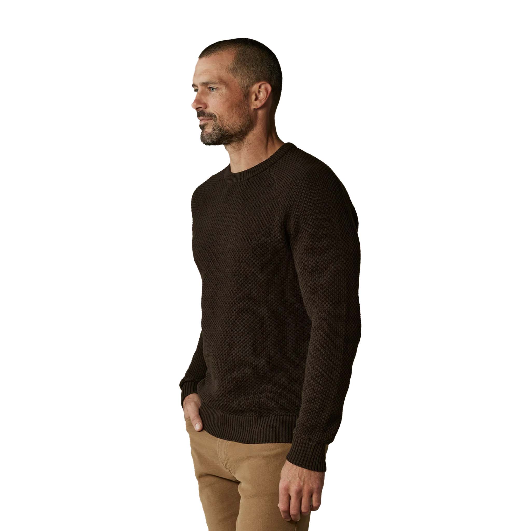 The Normal Brand - Moss Stitch Crew Sweater - Umber