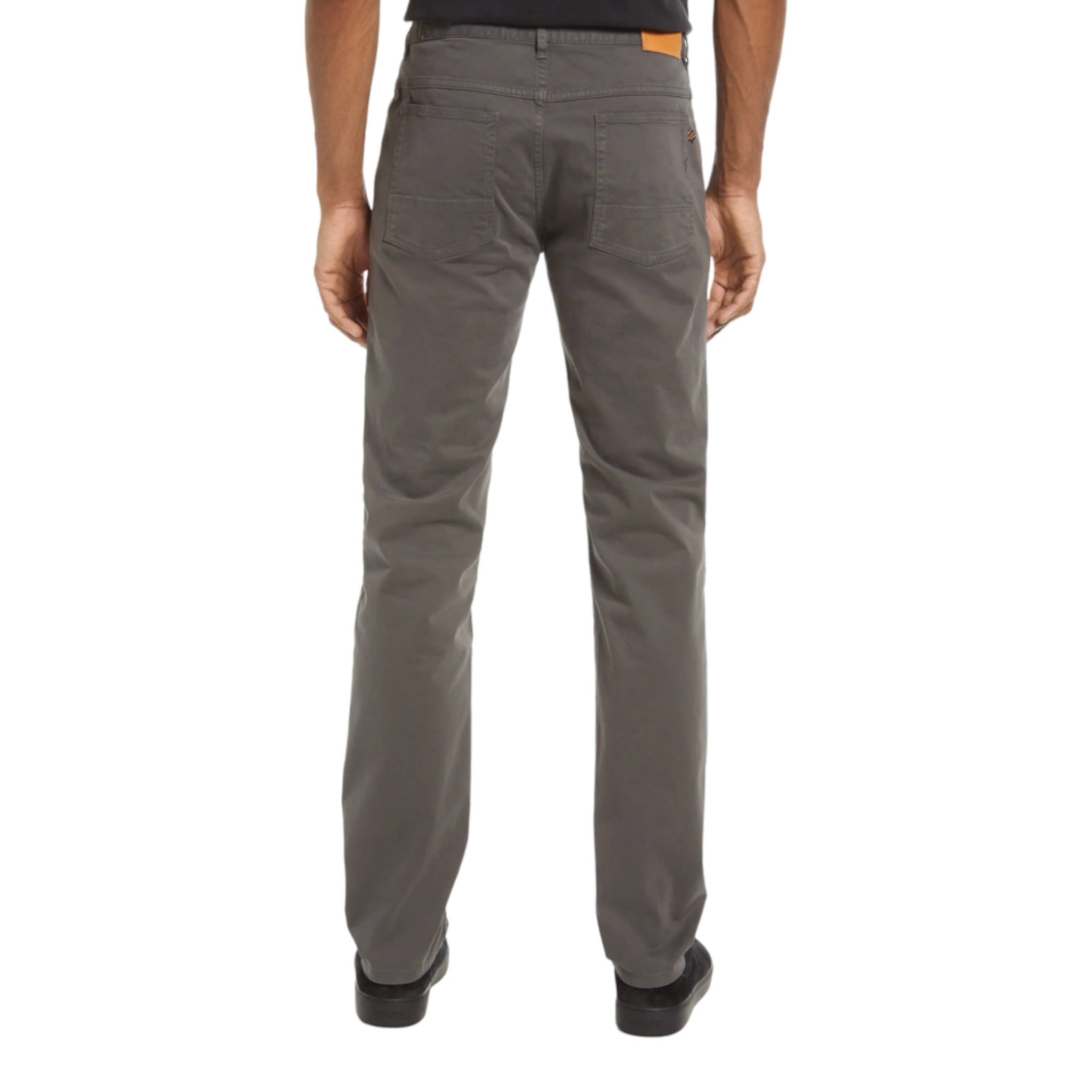 Grey fitted pant with button and zip closure and two front pockets two back pockets