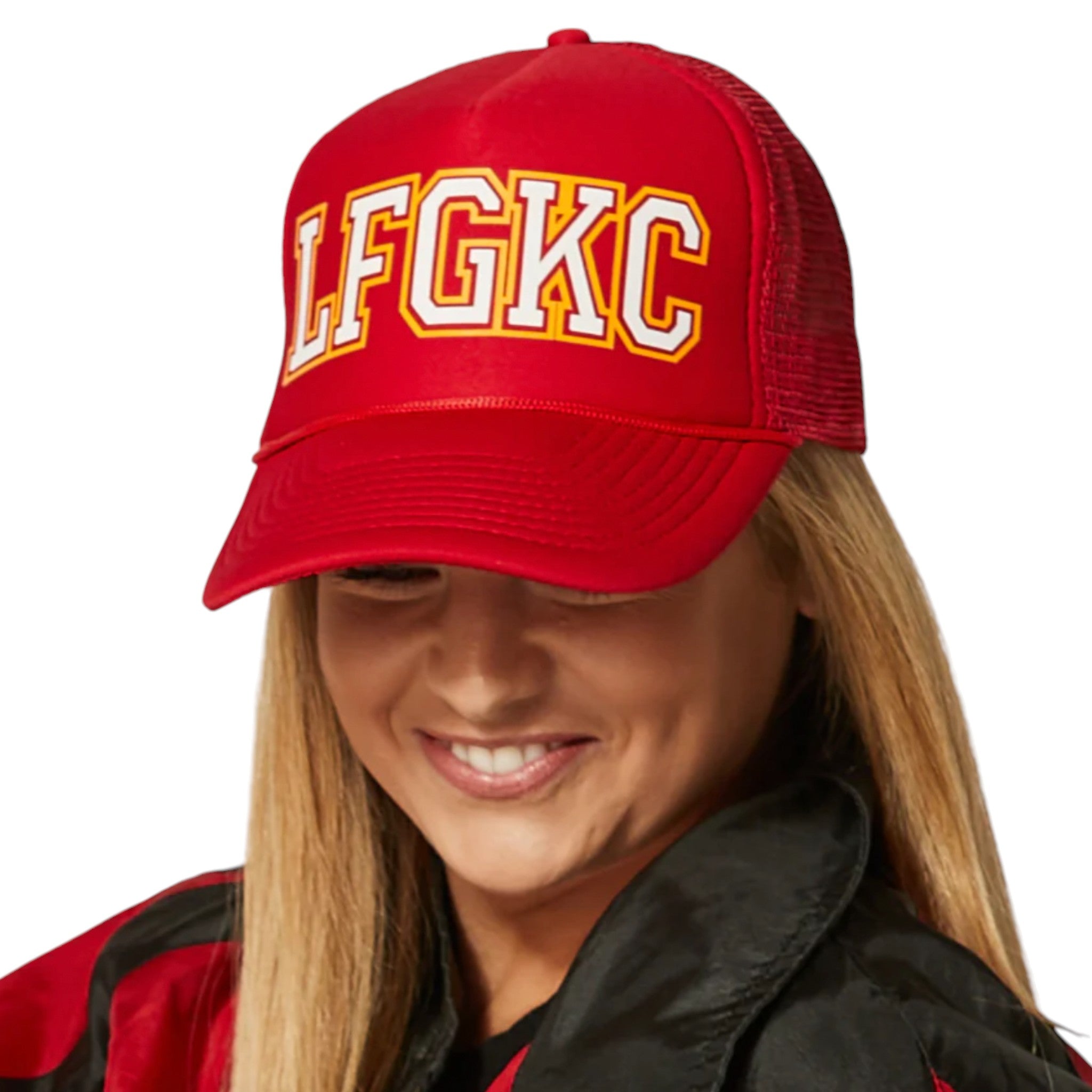 Rowdy Goods - LFGKC Trucker Hat - Red / White/ Gold