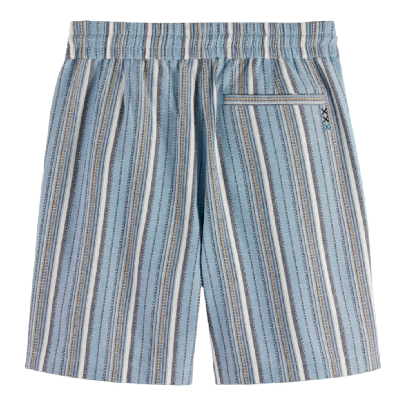 Blue striped shorts with draw string and back pocket 