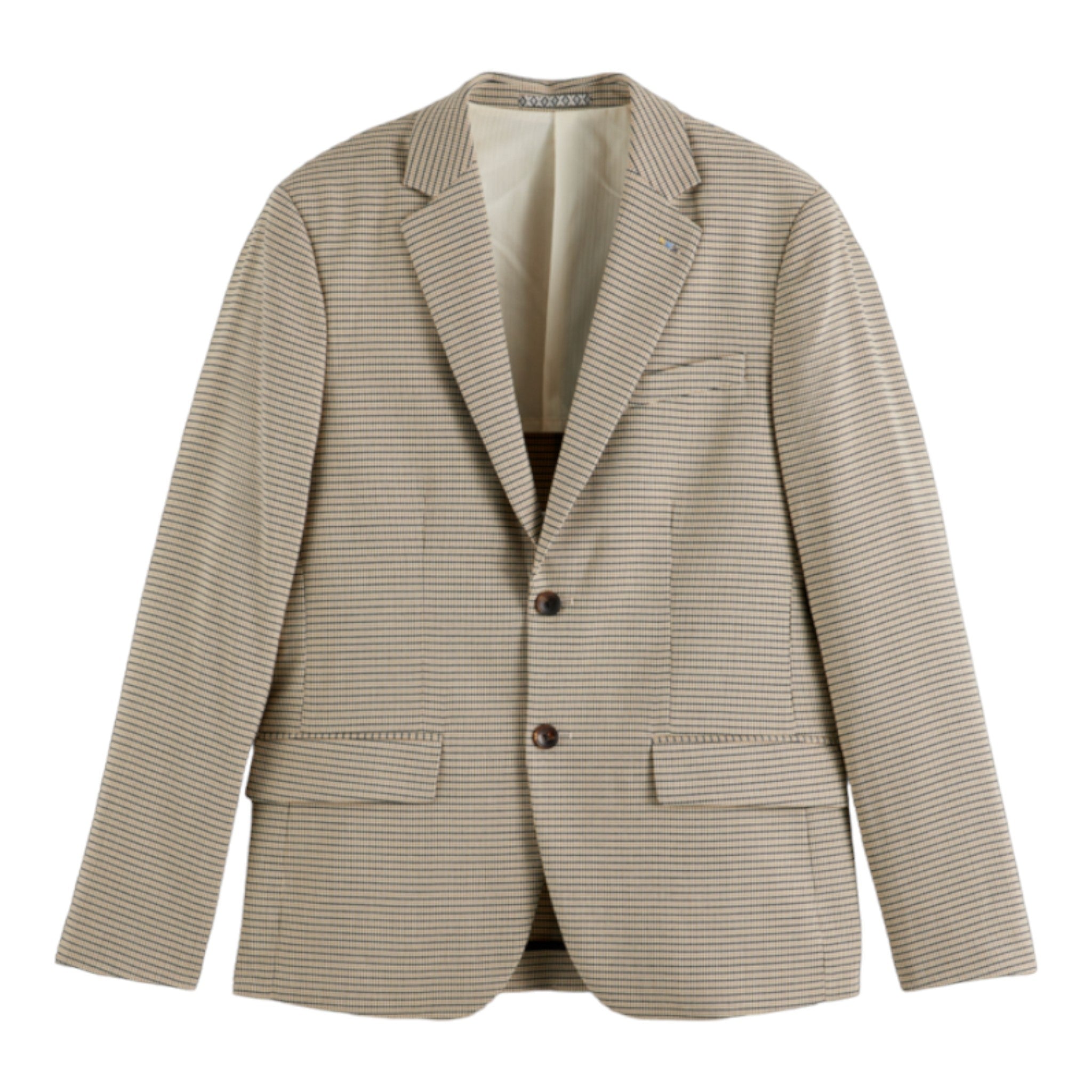 Tan striped blazer with front pockets 
