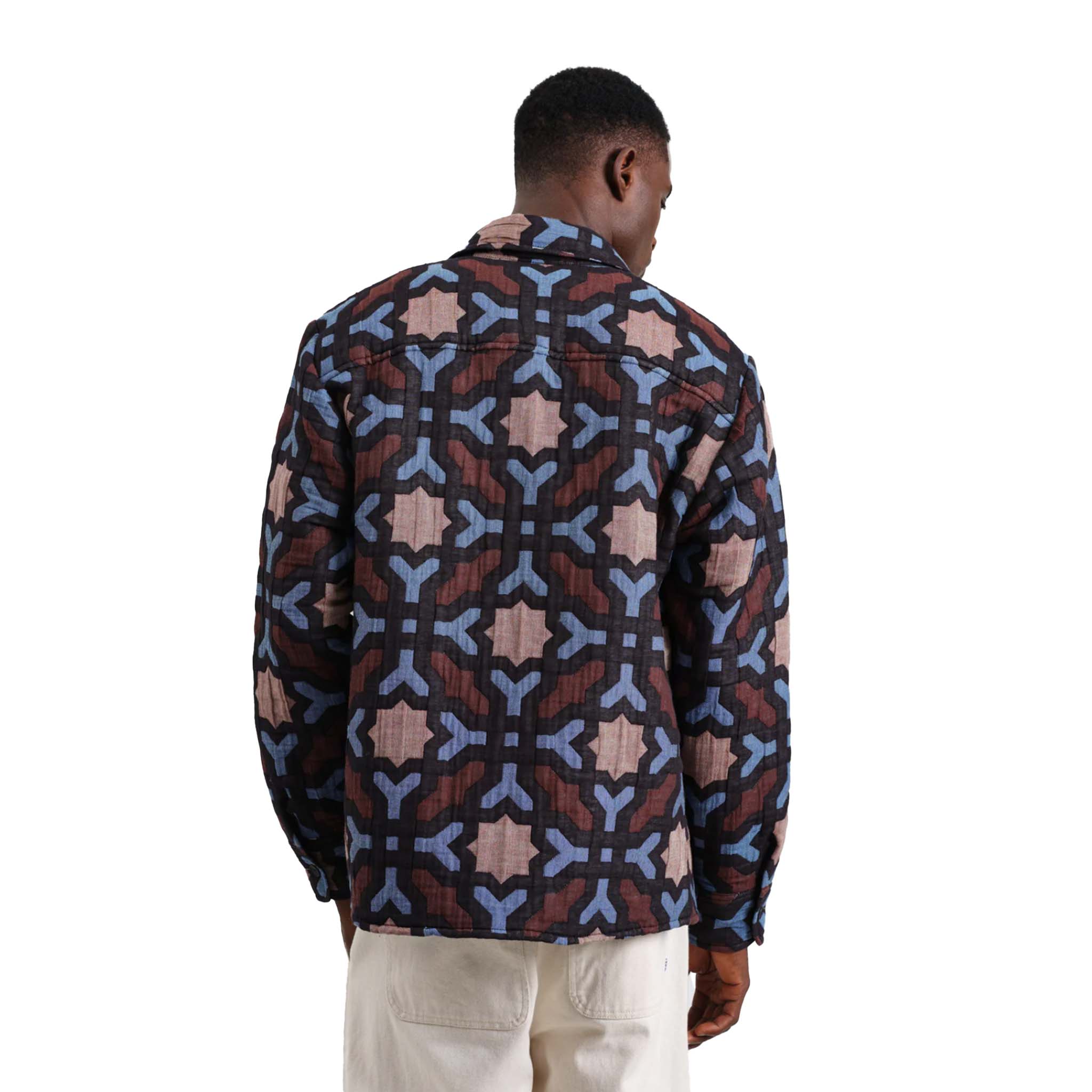 Wax London - Otto Geometric Jacquard Overshirt - Black / Blue