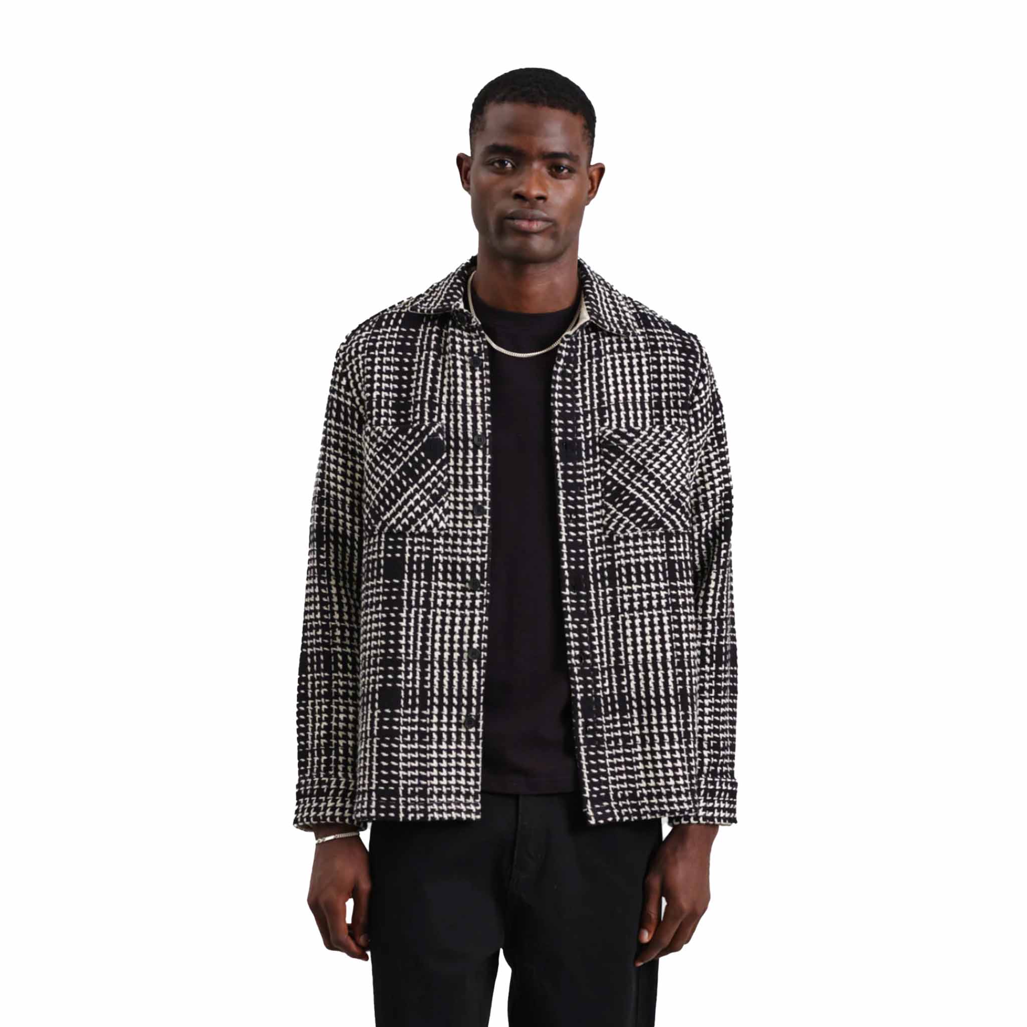 Wax London - Whiting Twin Weave Overshirt - Black