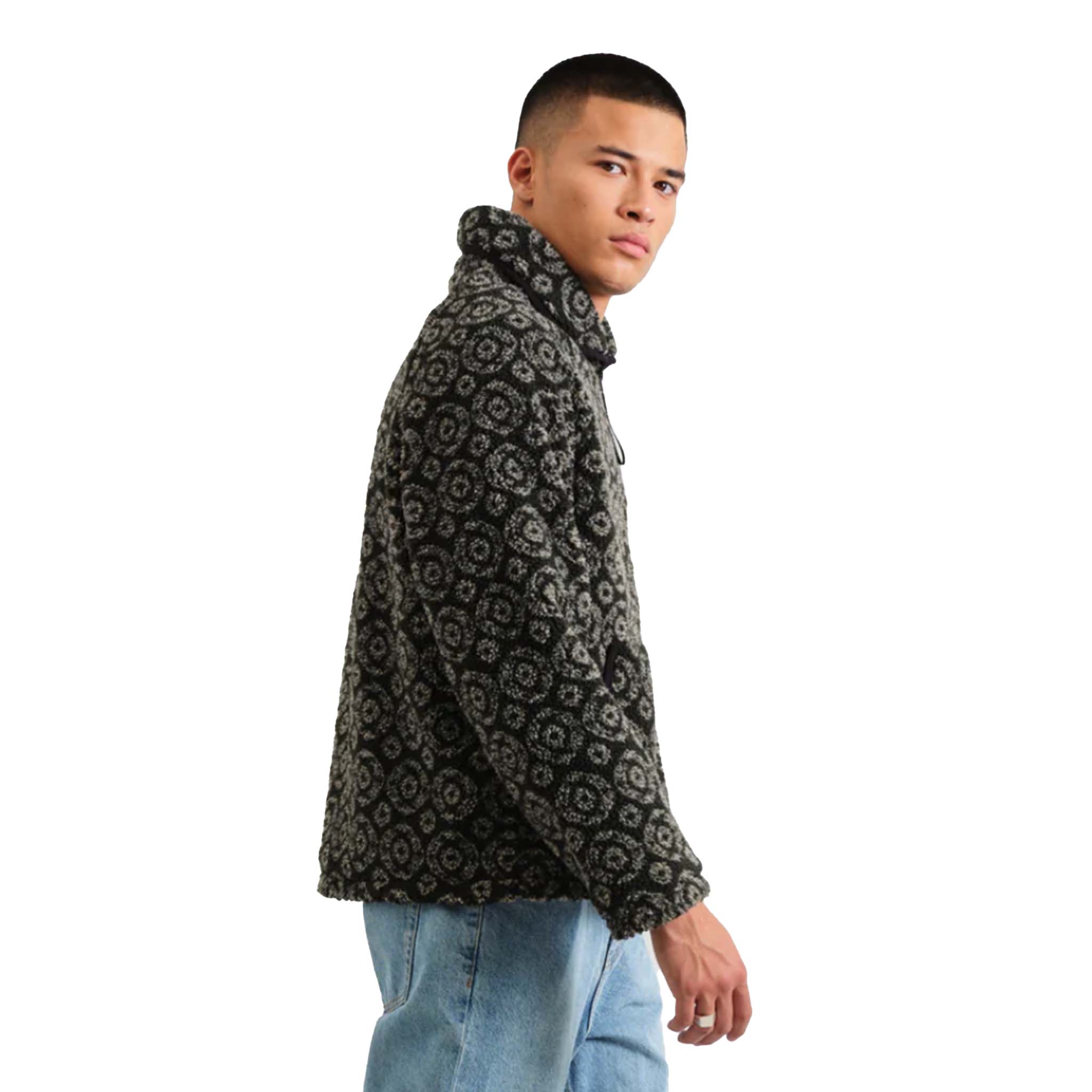 Wax London - Tate Ornate Fleece Jacket - Charcoal