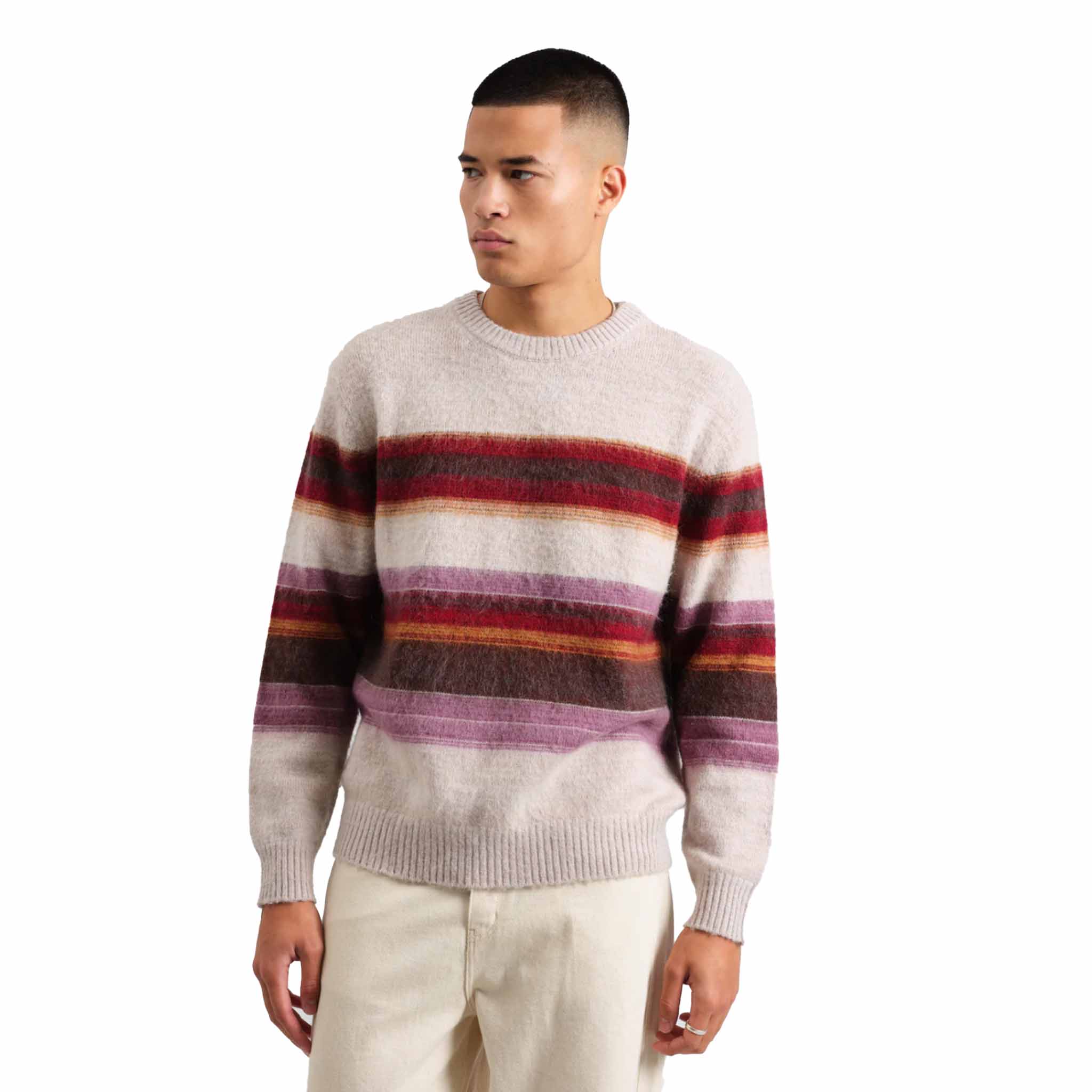 Wax London - Wilde Brush Stripe Sweater - Oatmeal / Multi