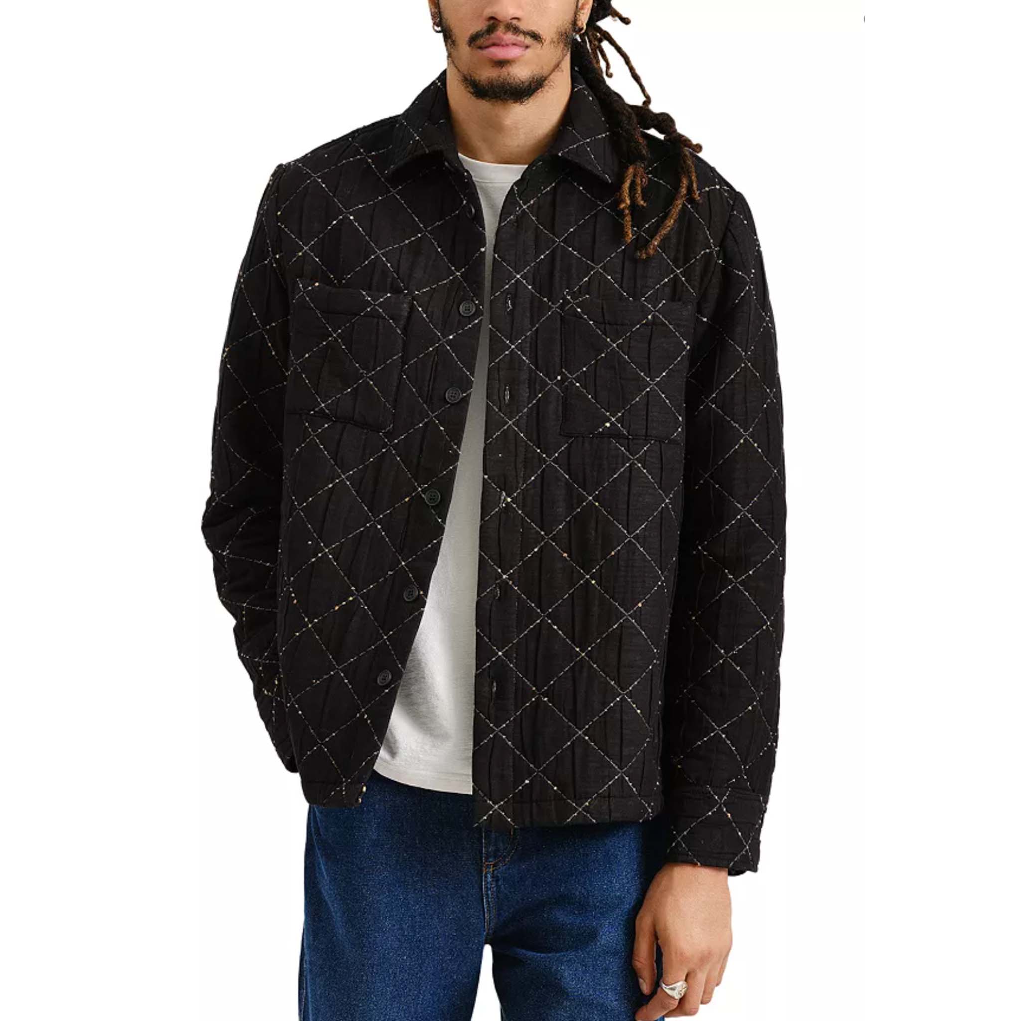 Wax London - Whiting Quilted Tweed Overshirt - Black