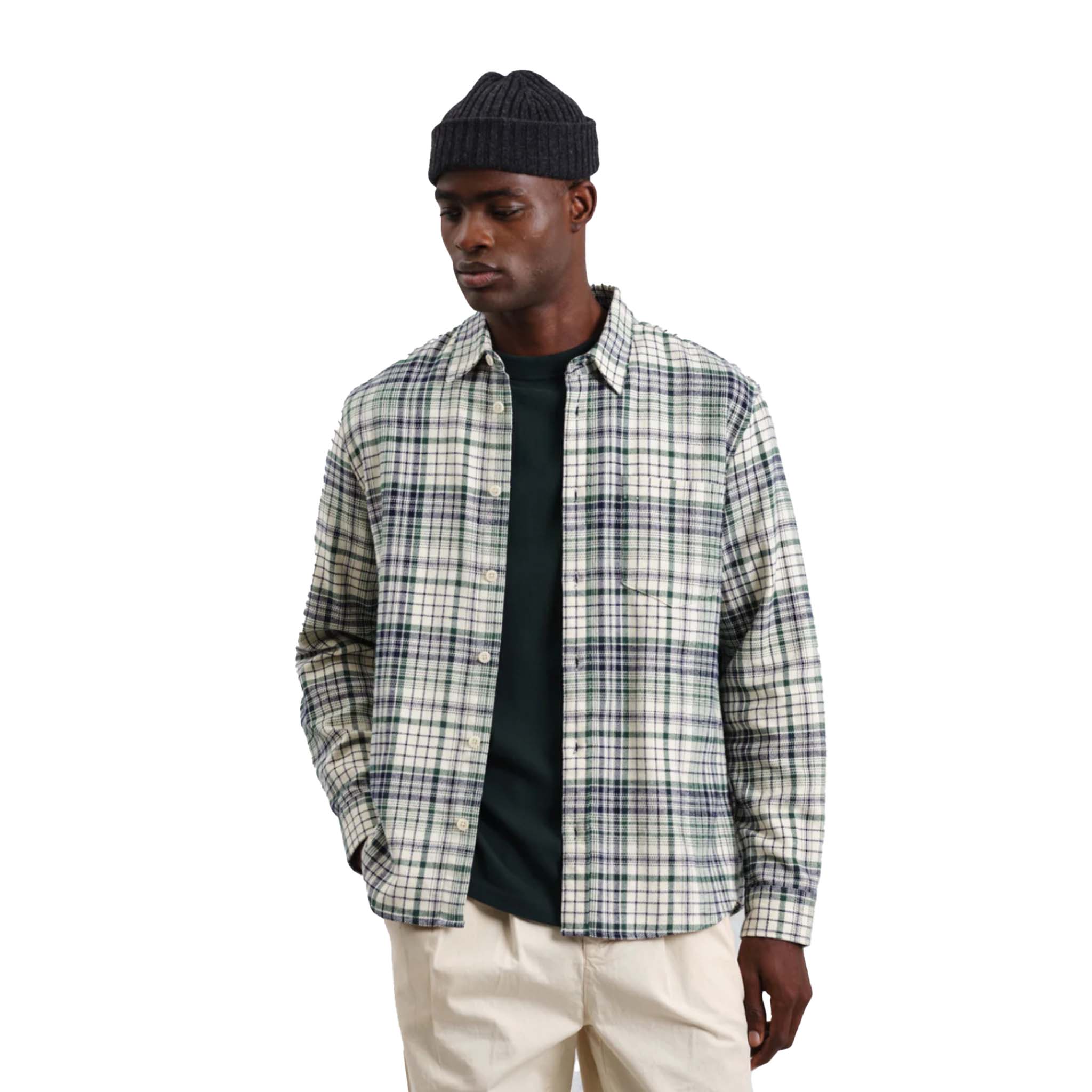 Wax London - Flannel Check Shelley Shirt - Navy / Green