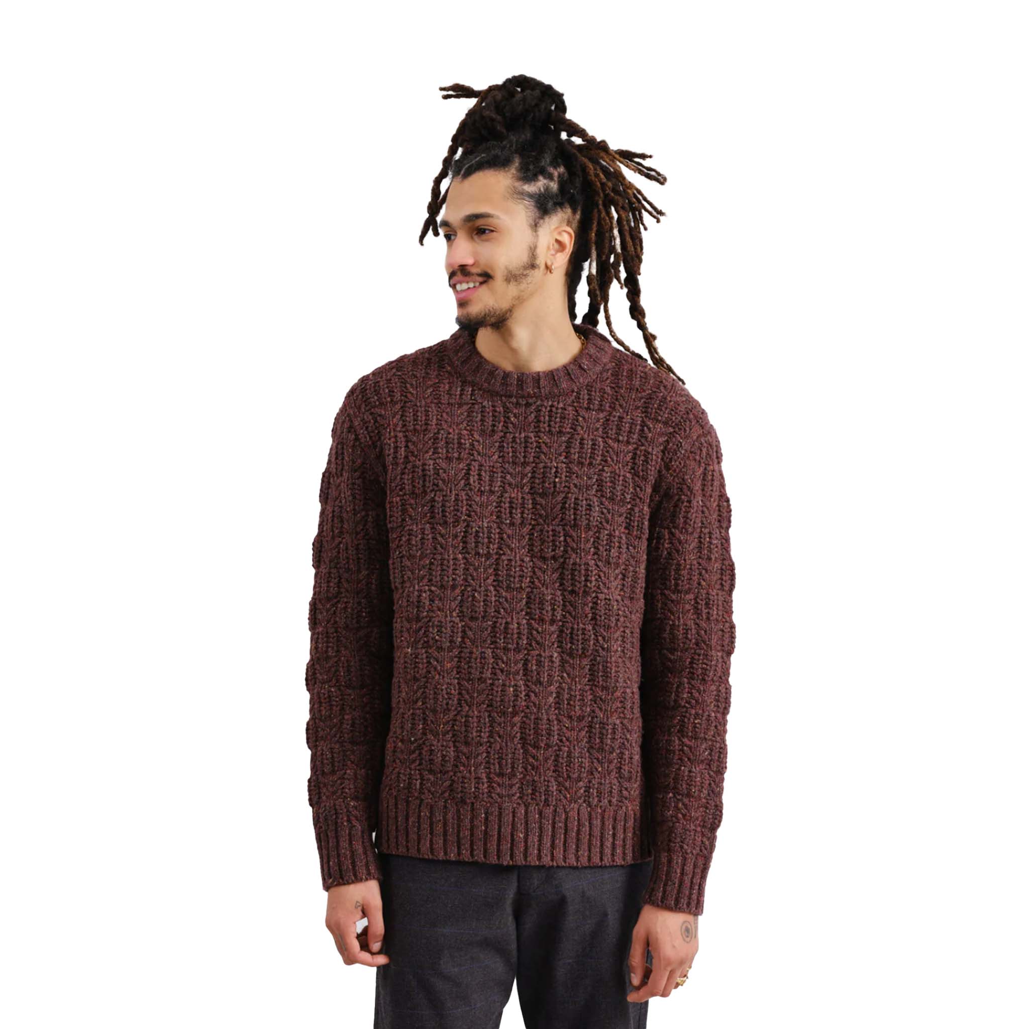 Wax London - Wilde Checkerboard Leaf Sweater - Brown