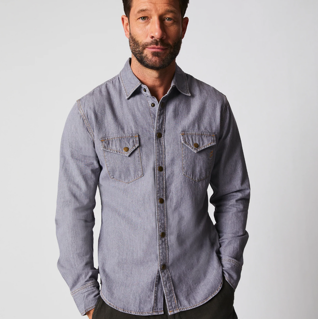 Billy Reid Shoals Denim Shirt Grey Wash